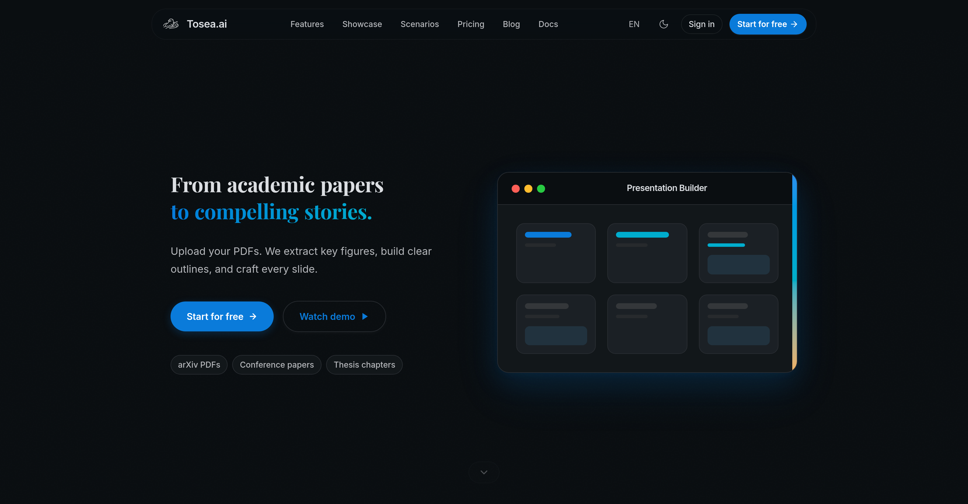 Tosea.ai - Screenshot showing the interface and features of this AI tool