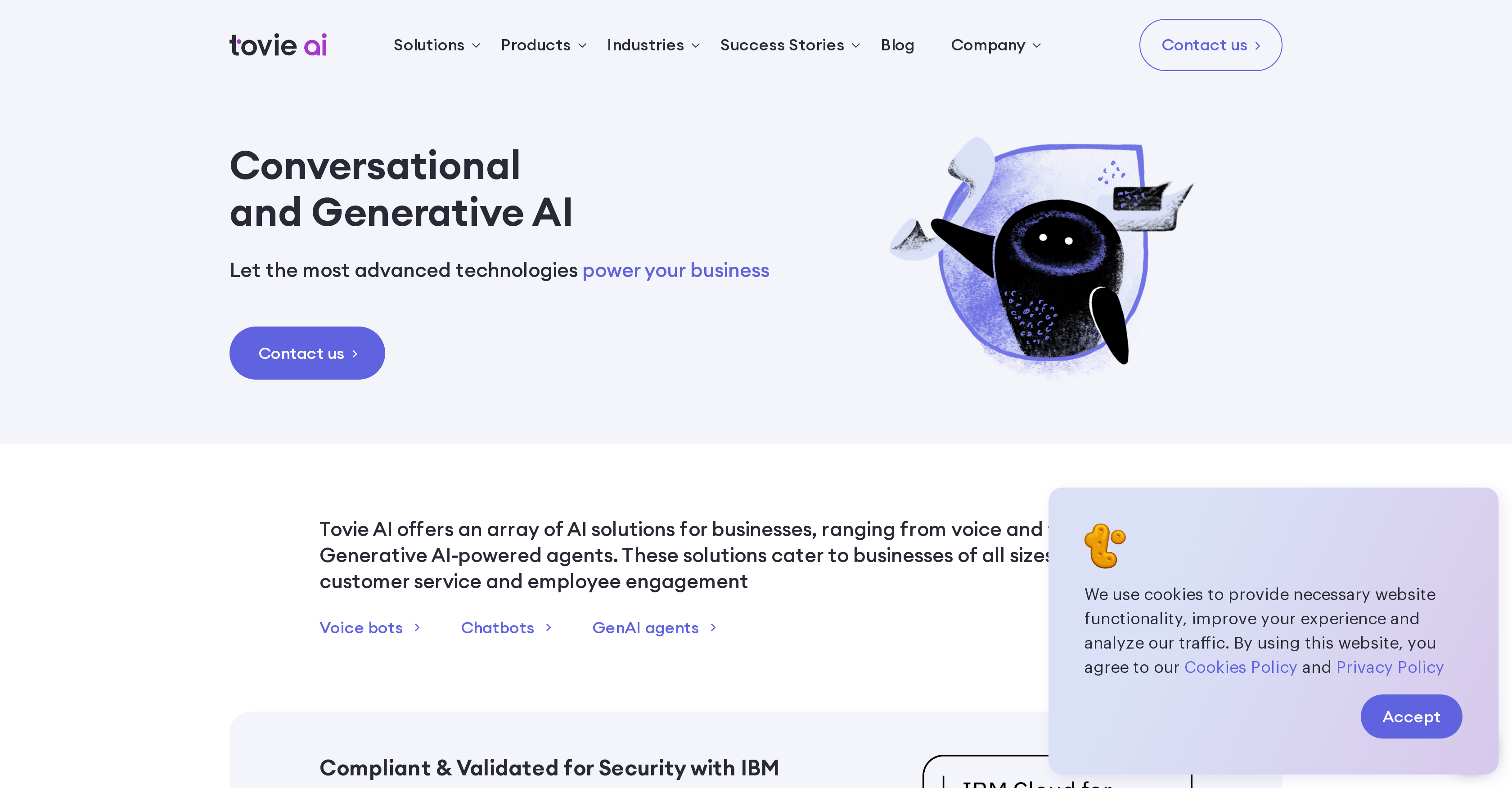 Tovie - Screenshot showing the interface and features of this AI tool