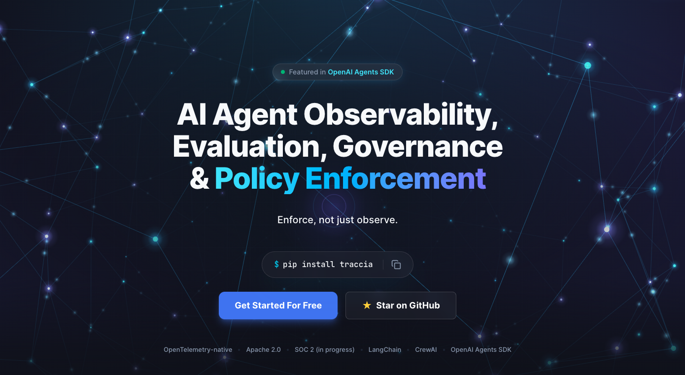 Traccia - Screenshot showing the interface and features of this AI tool