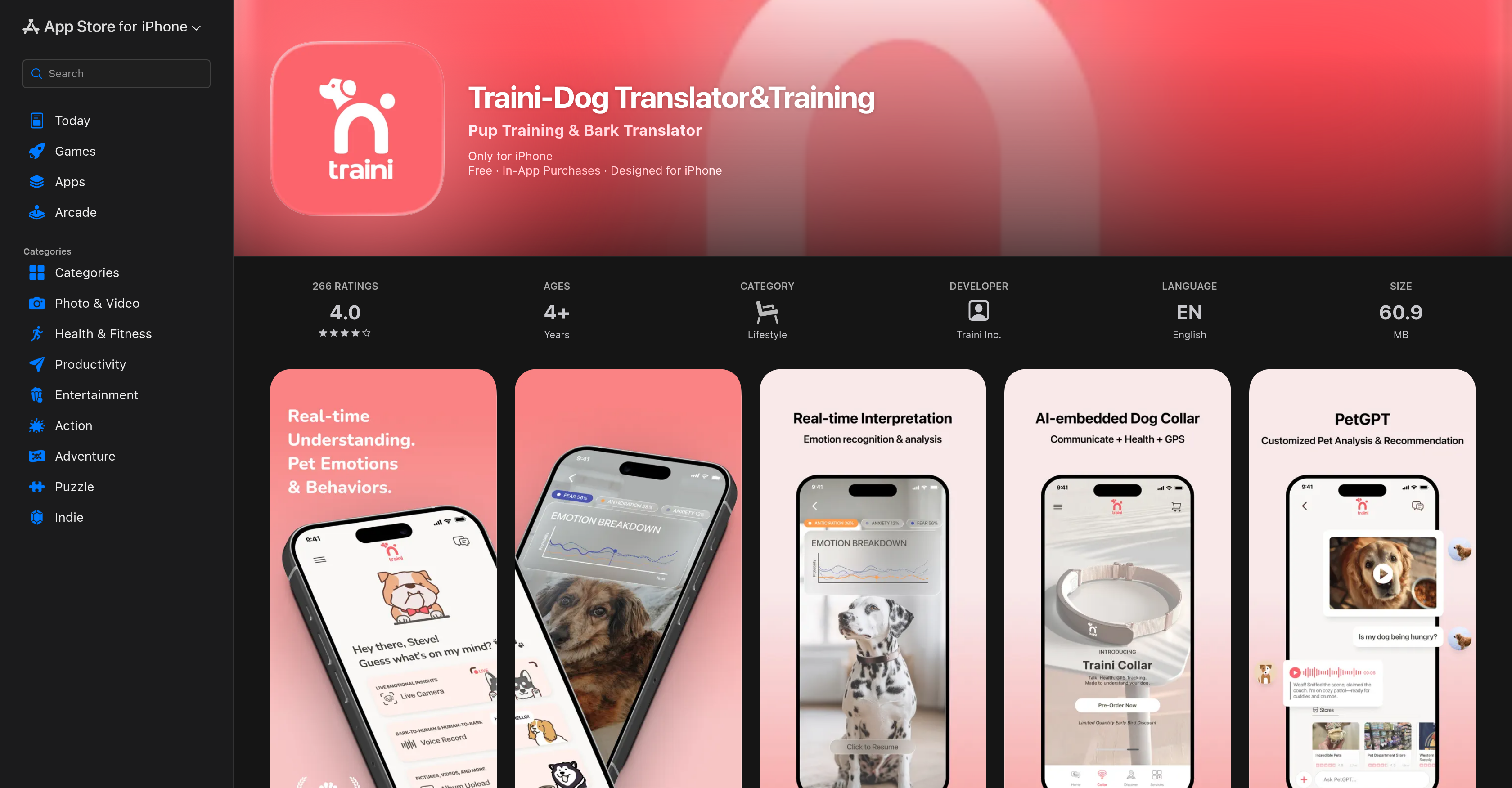 Traini-Dog - Screenshot showing the interface and features of this AI tool