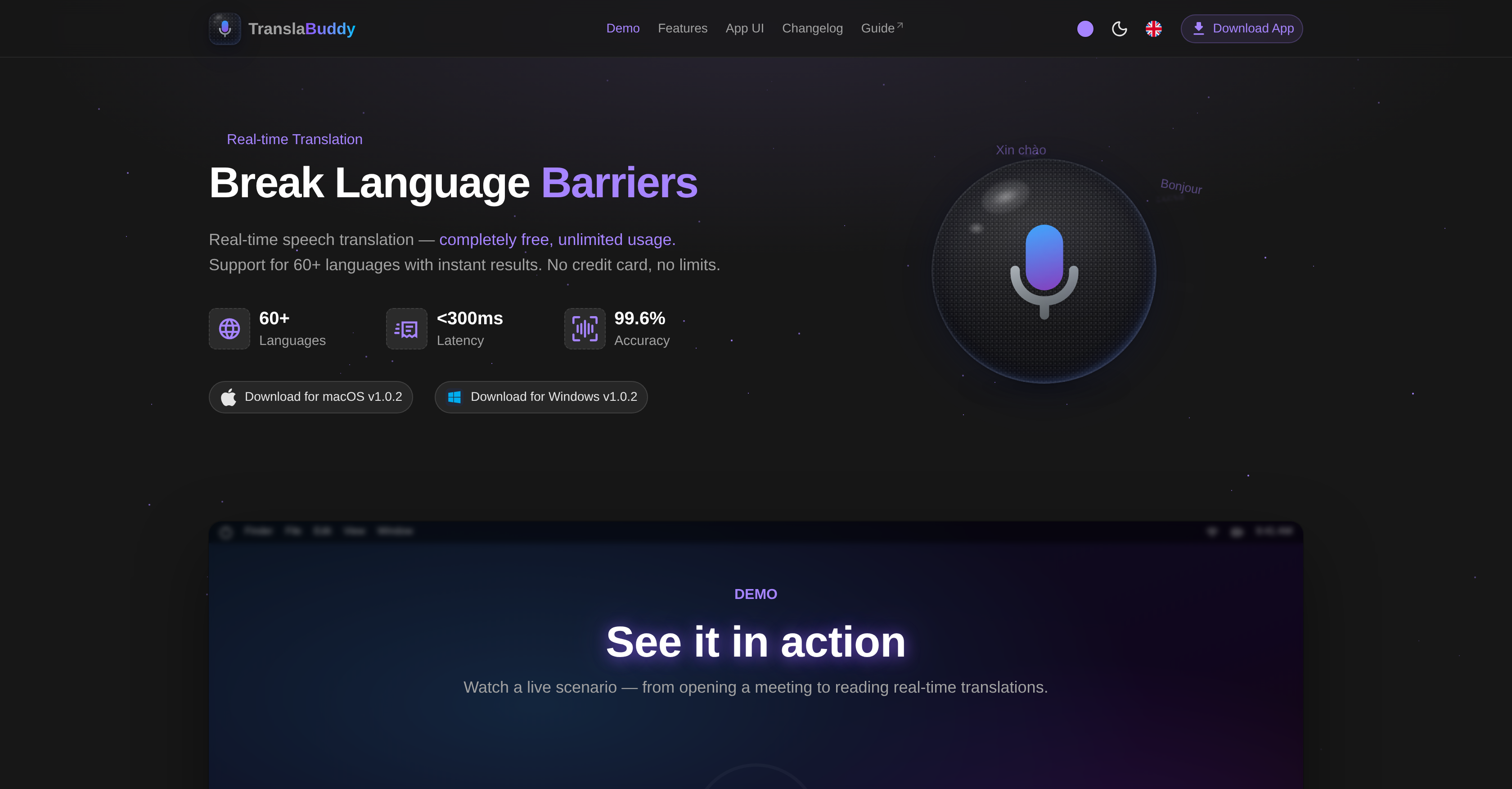 Transla Buddy - Screenshot showing the interface and features of this AI tool
