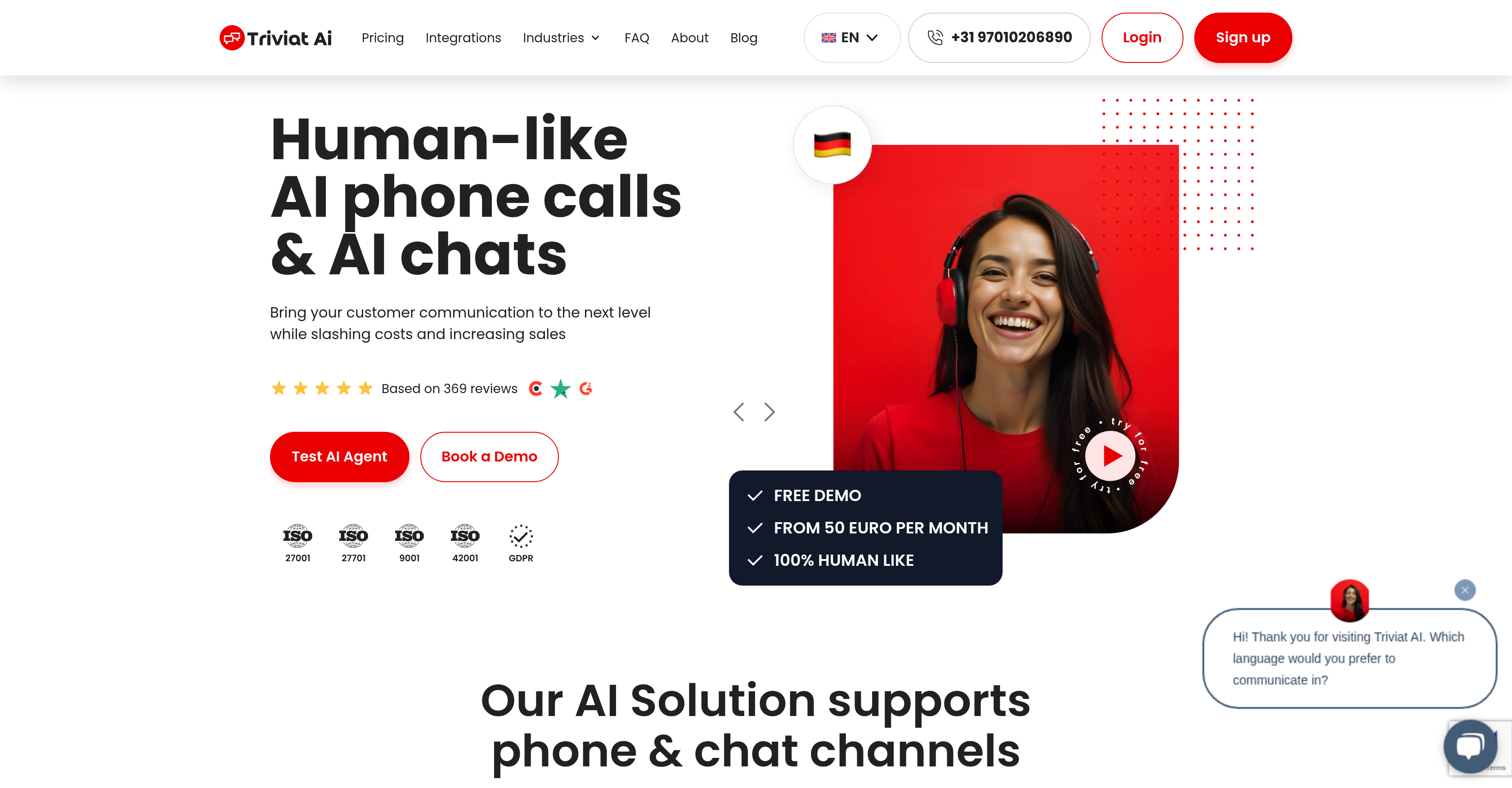Triviat - Screenshot showing the interface and features of this AI tool