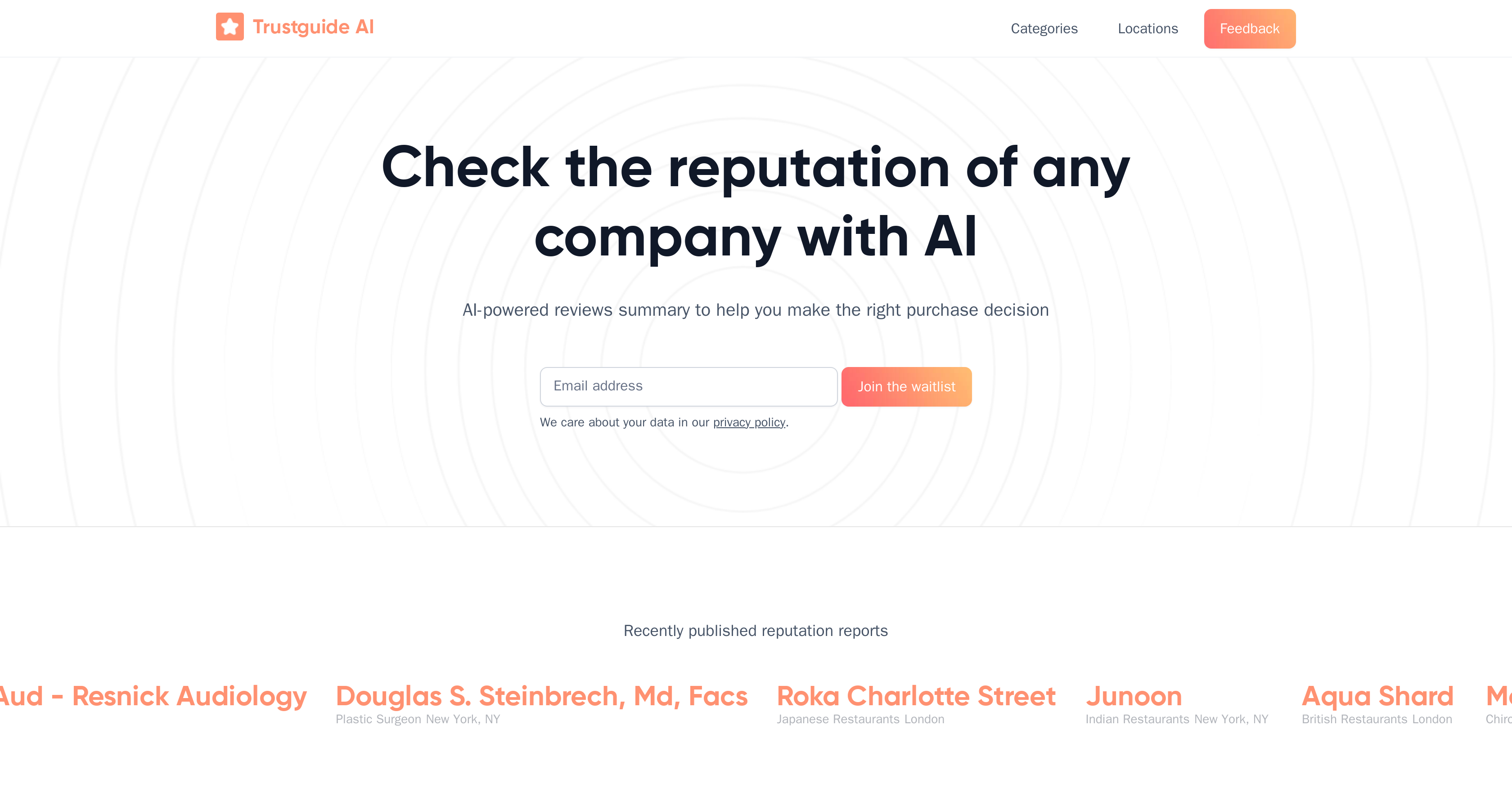 Trustguide - Screenshot showing the interface and features of this AI tool