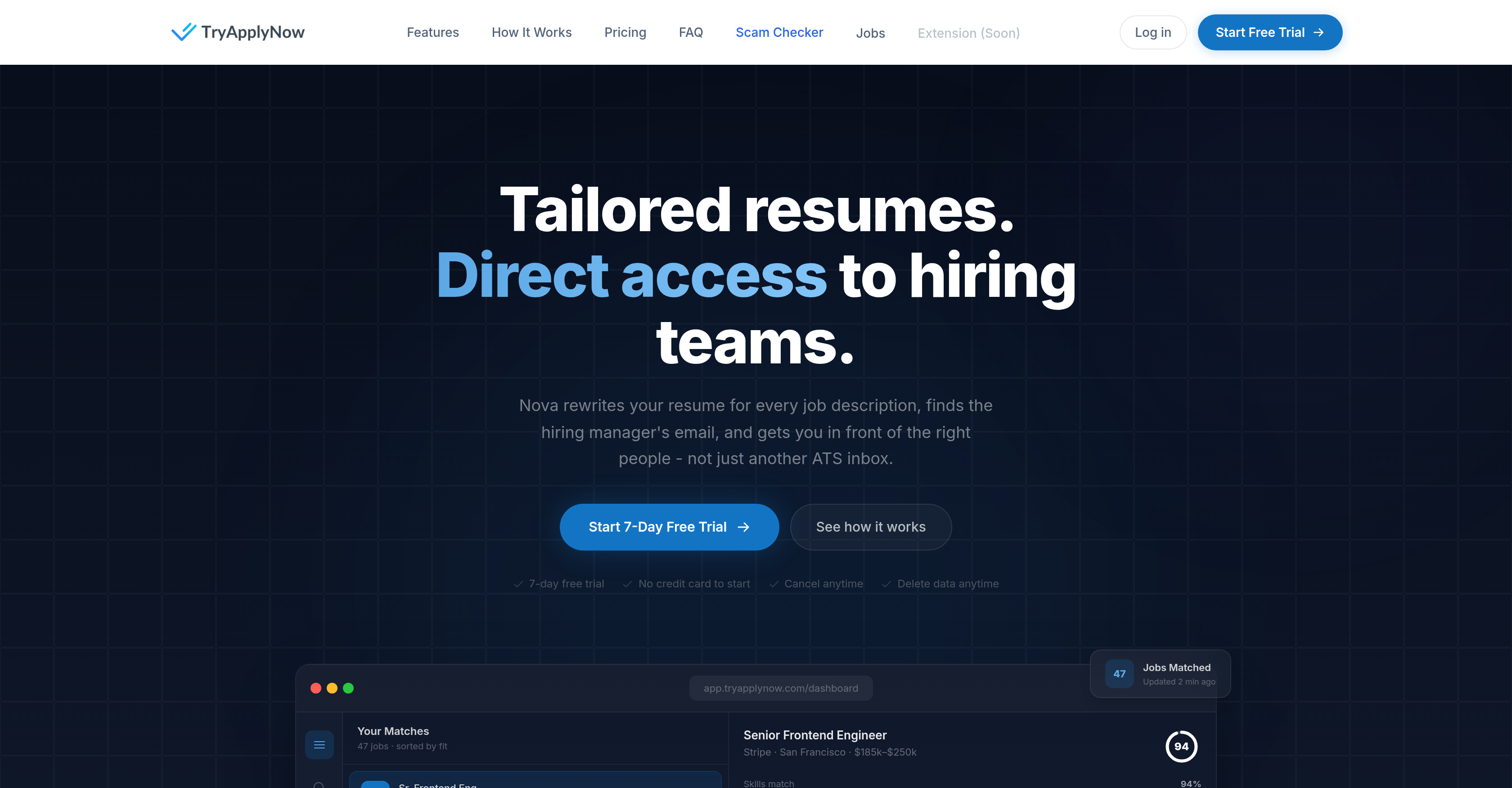 TryApplyNow - Screenshot showing the interface and features of this AI tool