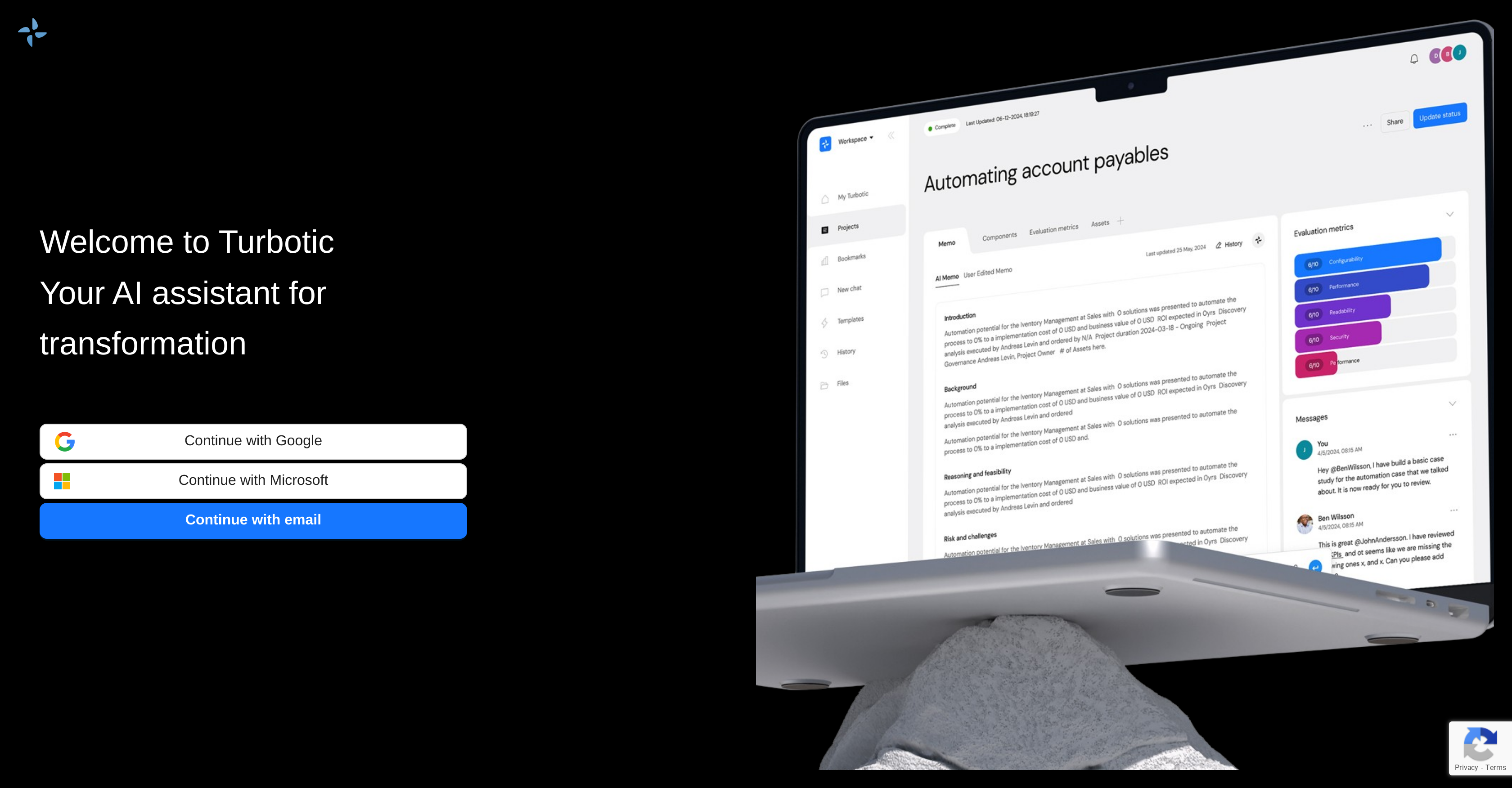 Turbotic - Screenshot showing the interface and features of this AI tool