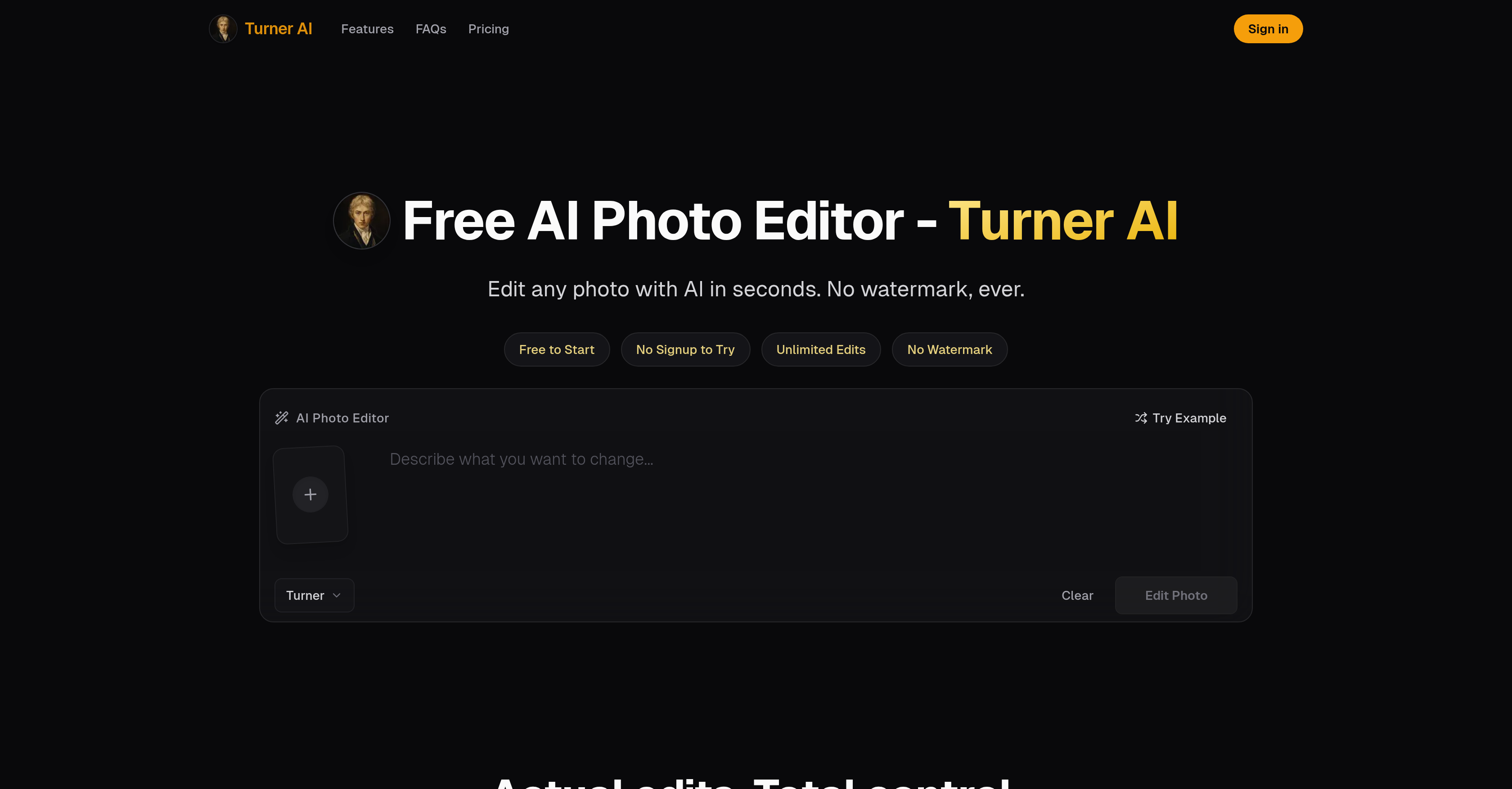 Turner AI - Screenshot showing the interface and features of this AI tool