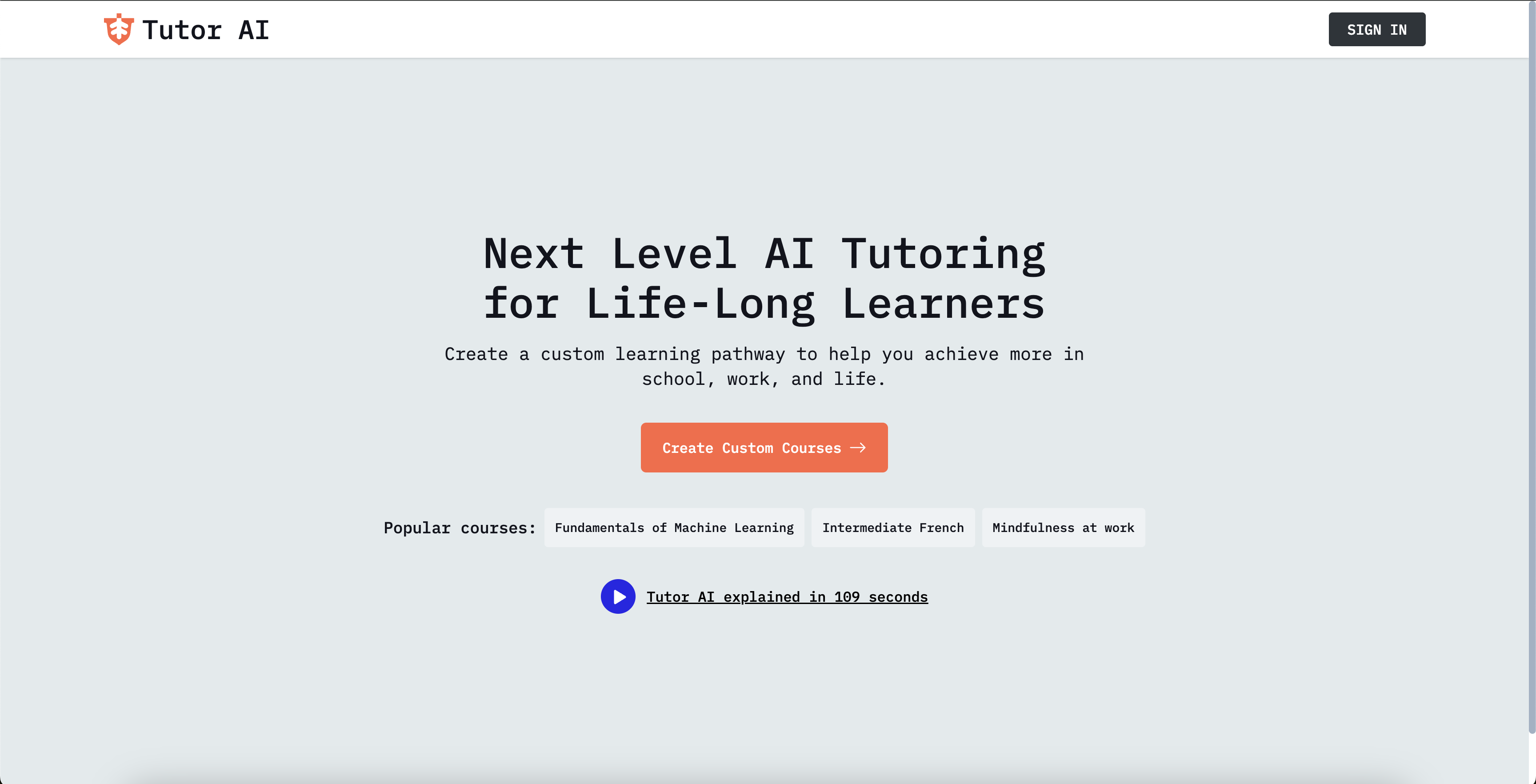 TutorAI - Screenshot showing the interface and features of this AI tool