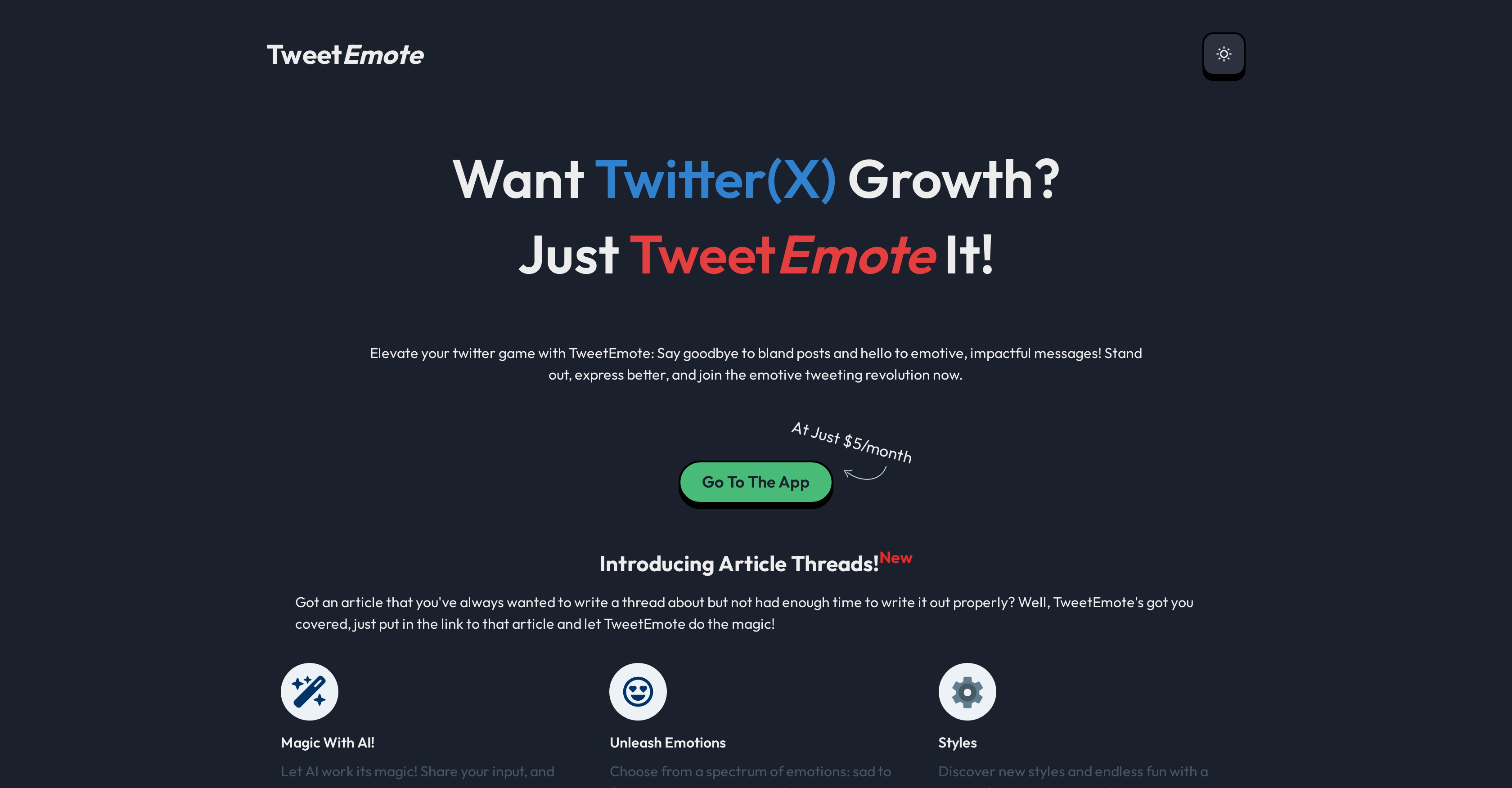 TweetEmote - Screenshot showing the interface and features of this AI tool