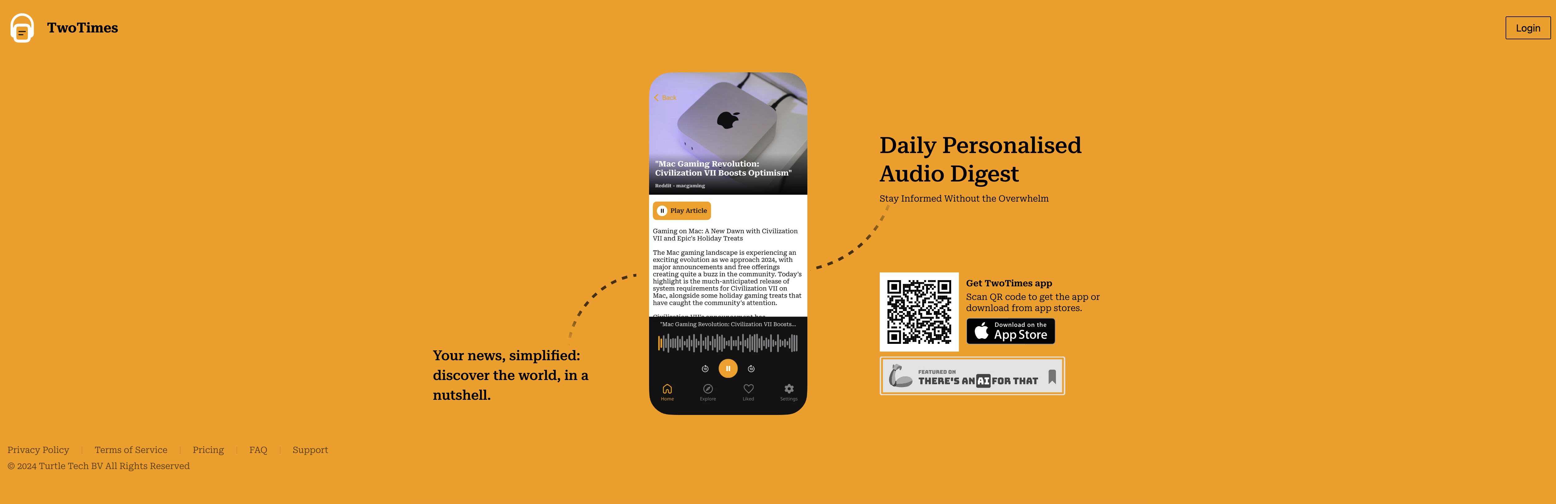 TwoTimes - Screenshot showing the interface and features of this AI tool