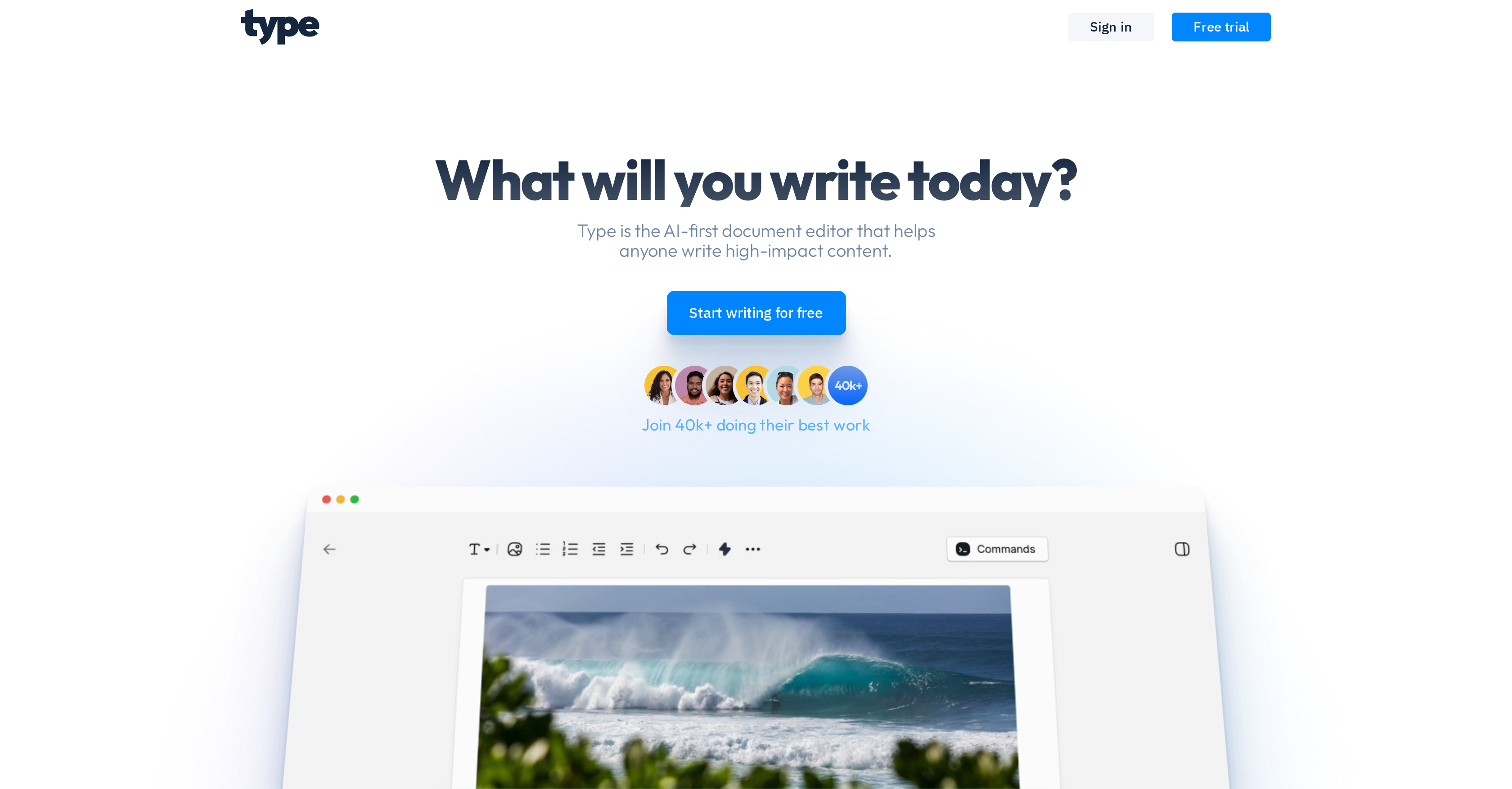Type AI - Screenshot showing the interface and features of this AI tool