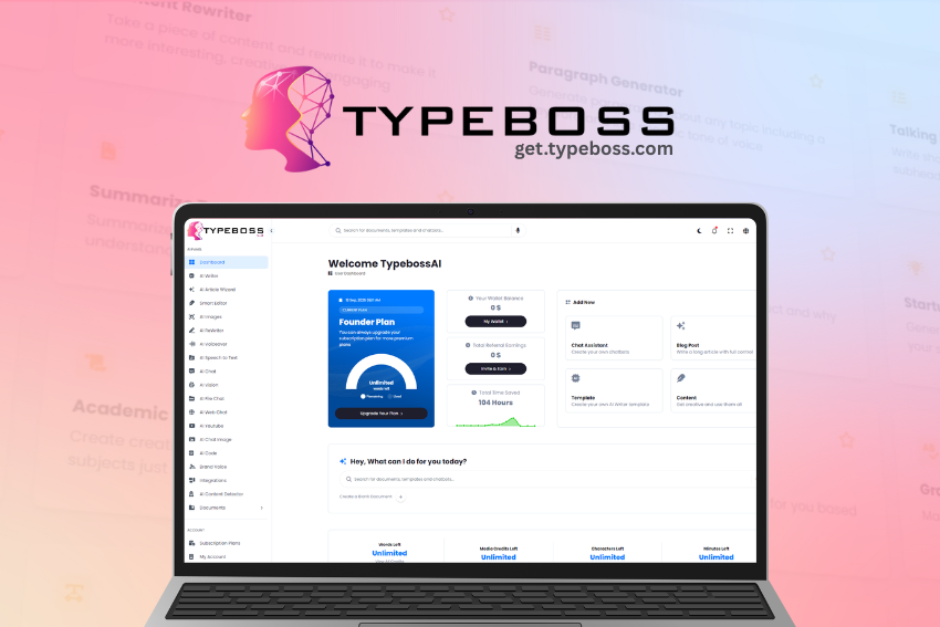 Typeboss - Screenshot showing the interface and features of this AI tool