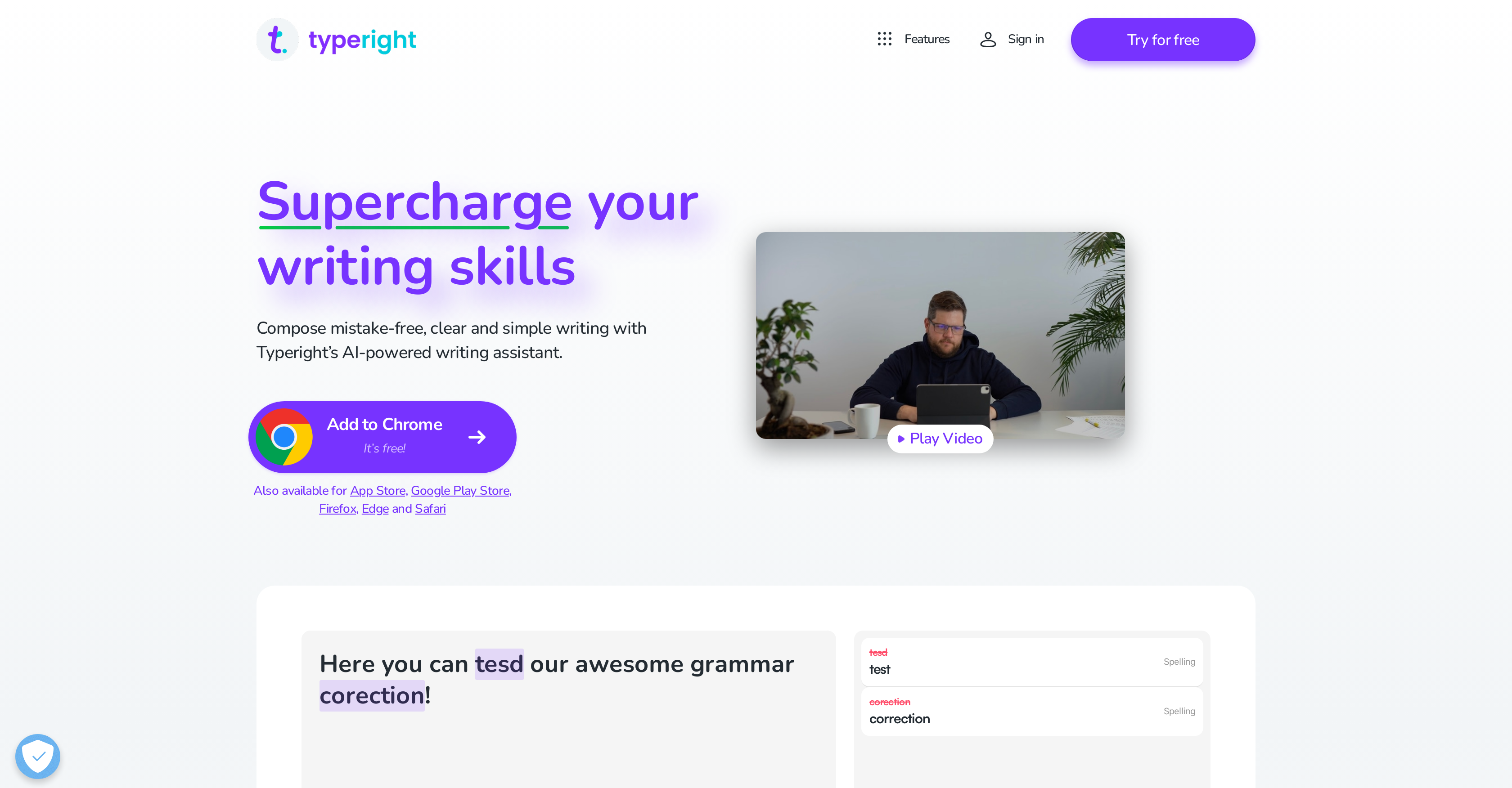 Typeright - Screenshot showing the interface and features of this AI tool