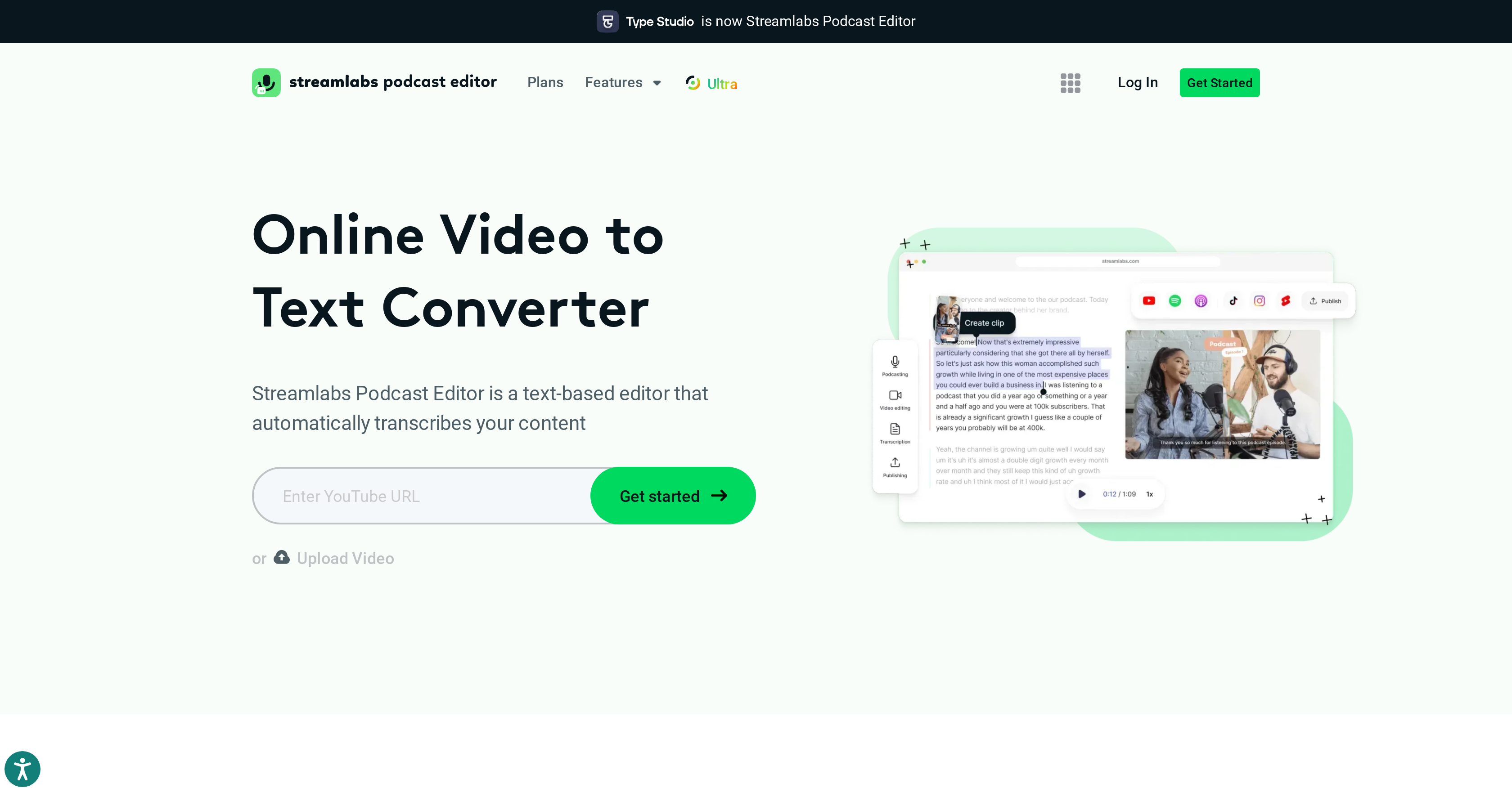 Streamlabs Podcast Editor - Screenshot showing the interface and features of this AI tool