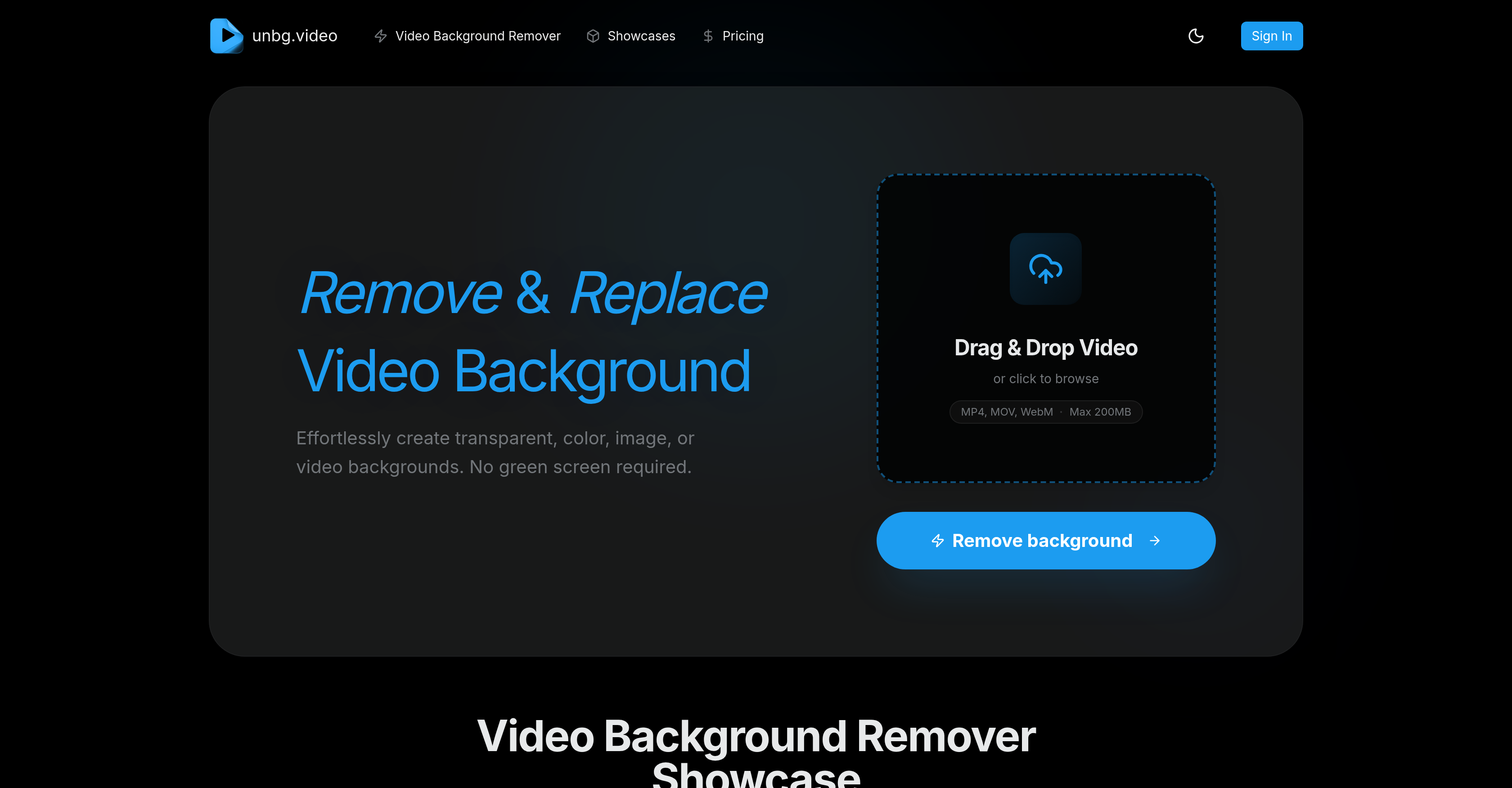 unbg.video - Screenshot showing the interface and features of this AI tool