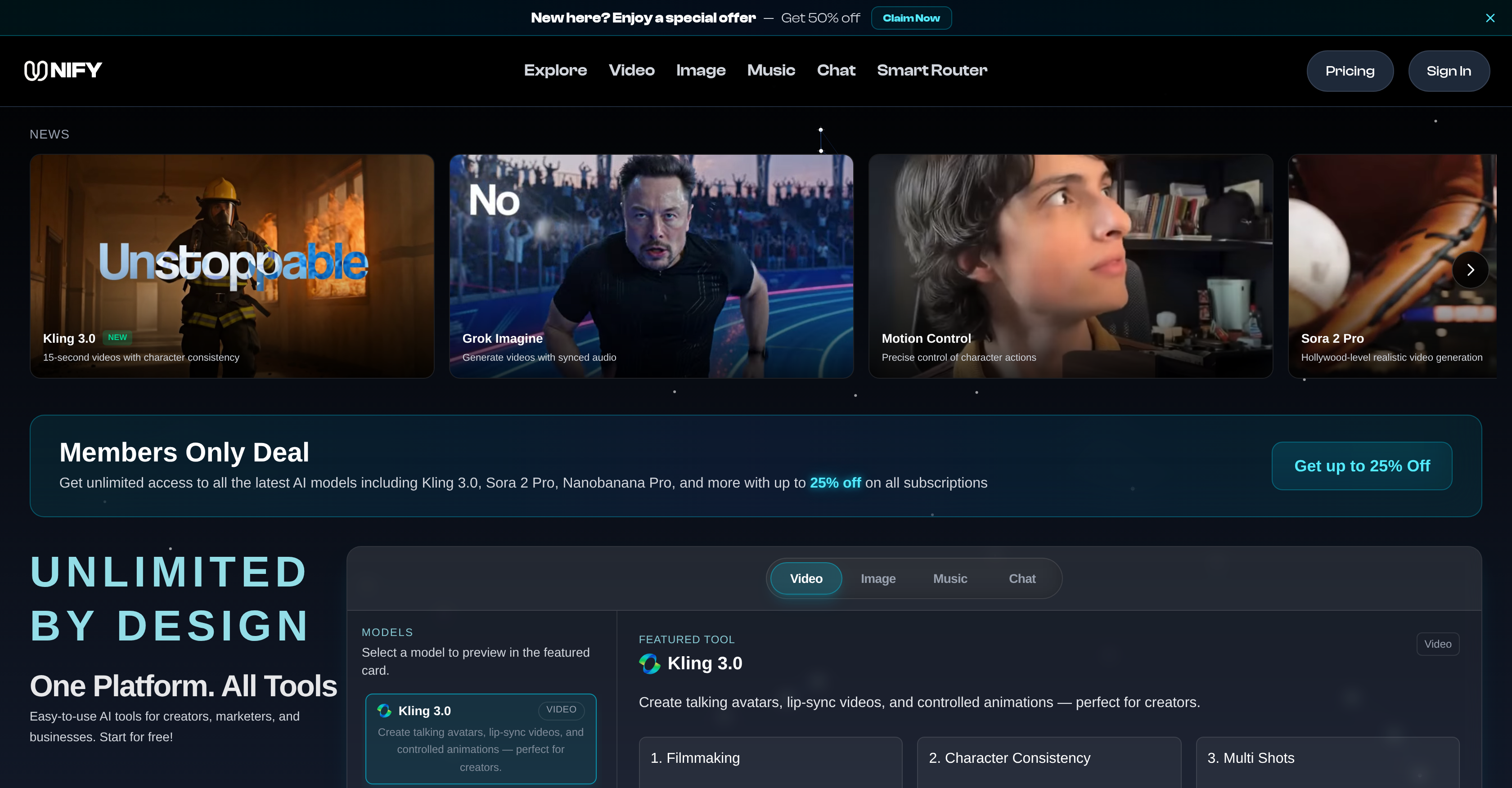 Unify AI - Screenshot showing the interface and features of this AI tool