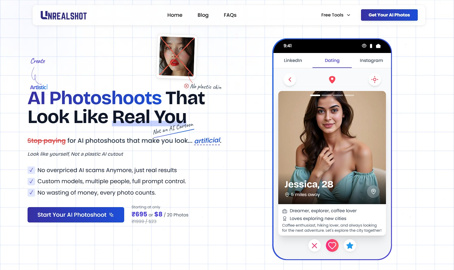 UnrealShot AI - Screenshot showing the interface and features of this AI tool