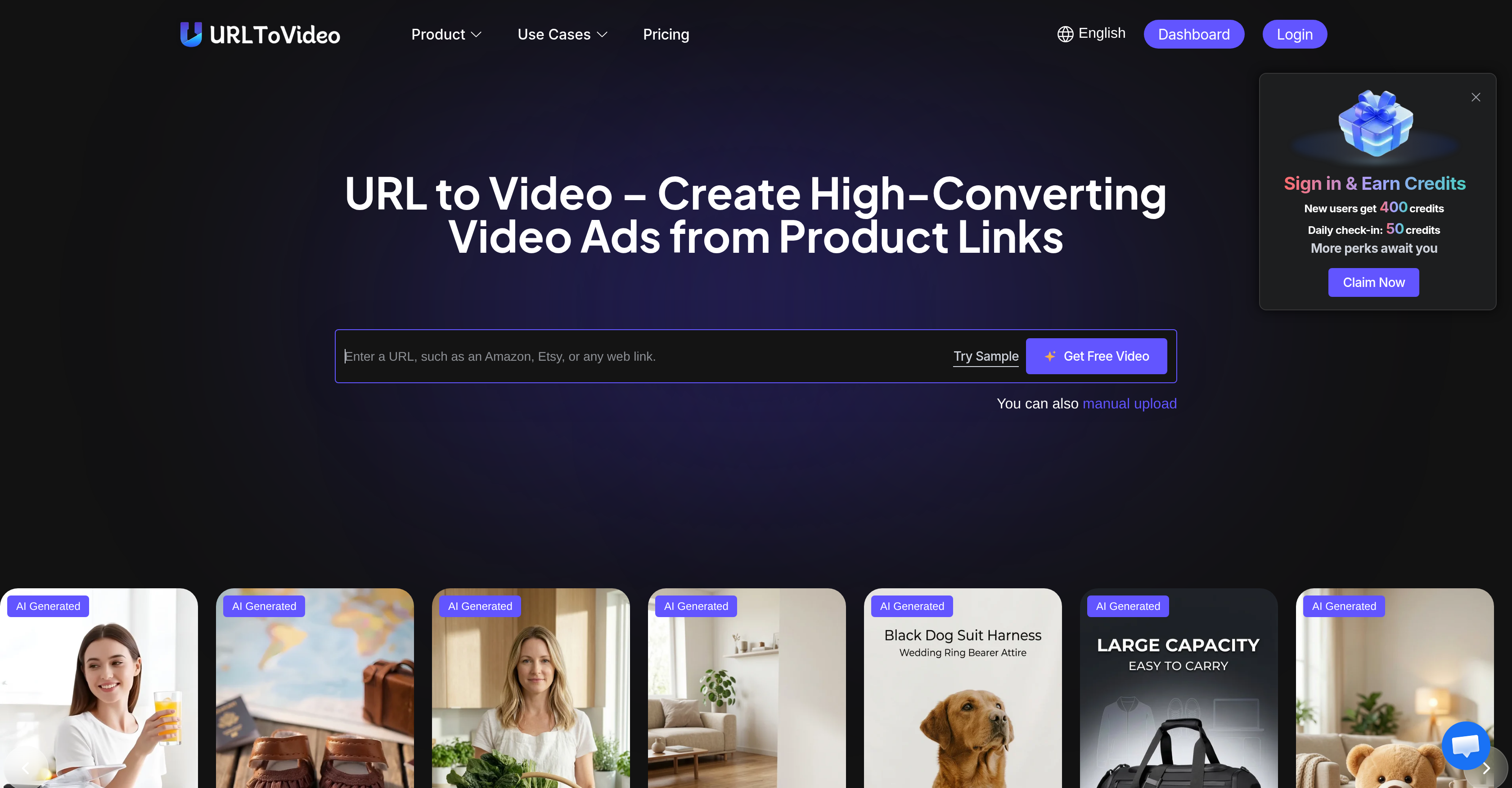 URL to Video AI - Screenshot showing the interface and features of this AI tool