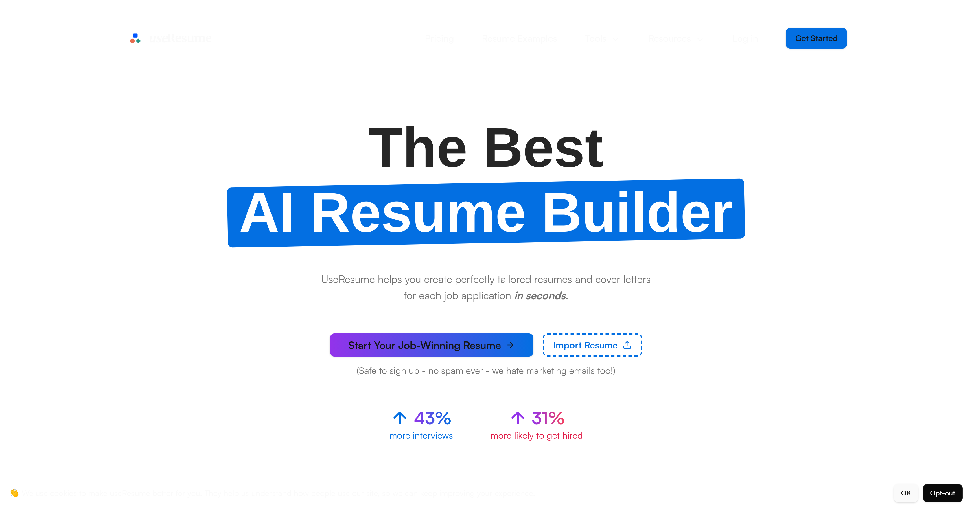 UseResume - Screenshot showing the interface and features of this AI tool