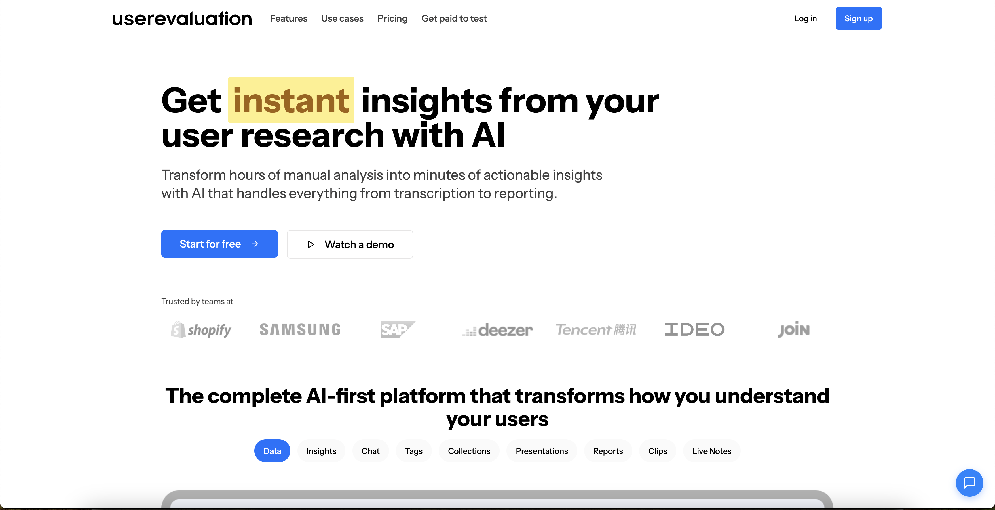 User Evaluation - Screenshot showing the interface and features of this AI tool