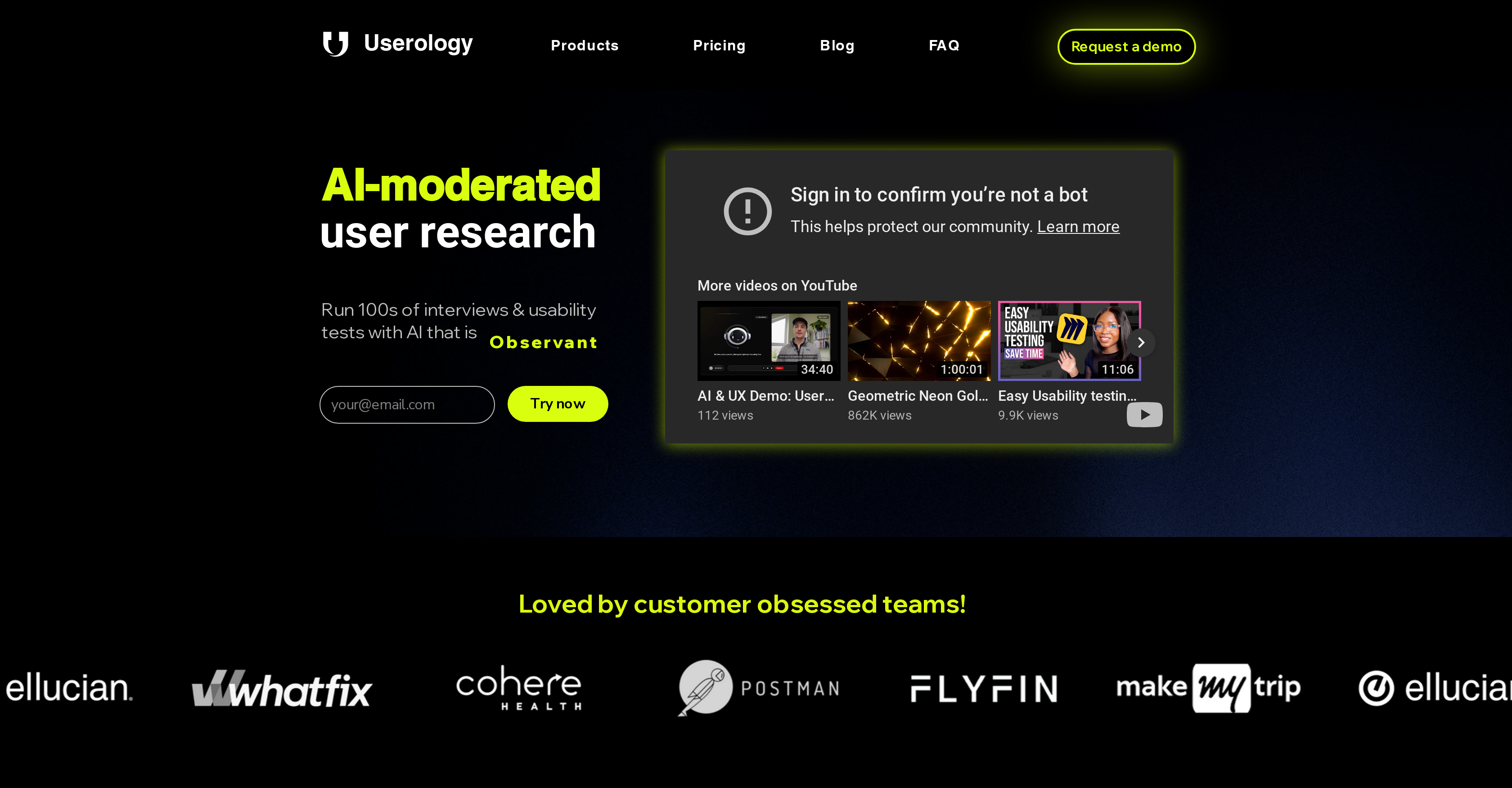Userology - Screenshot showing the interface and features of this AI tool