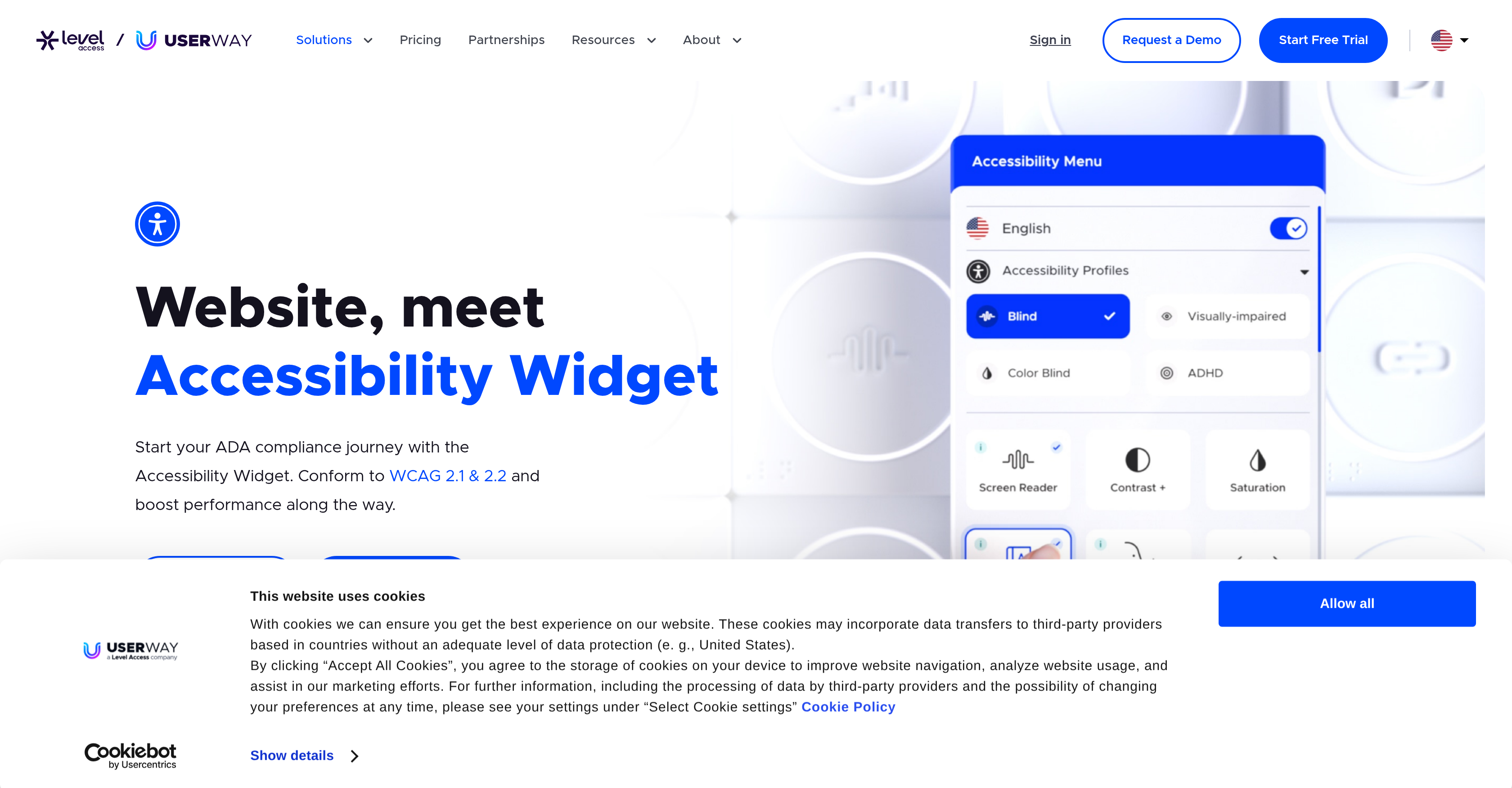 UserWay Accessibility Widget - Screenshot showing the interface and features of this AI tool