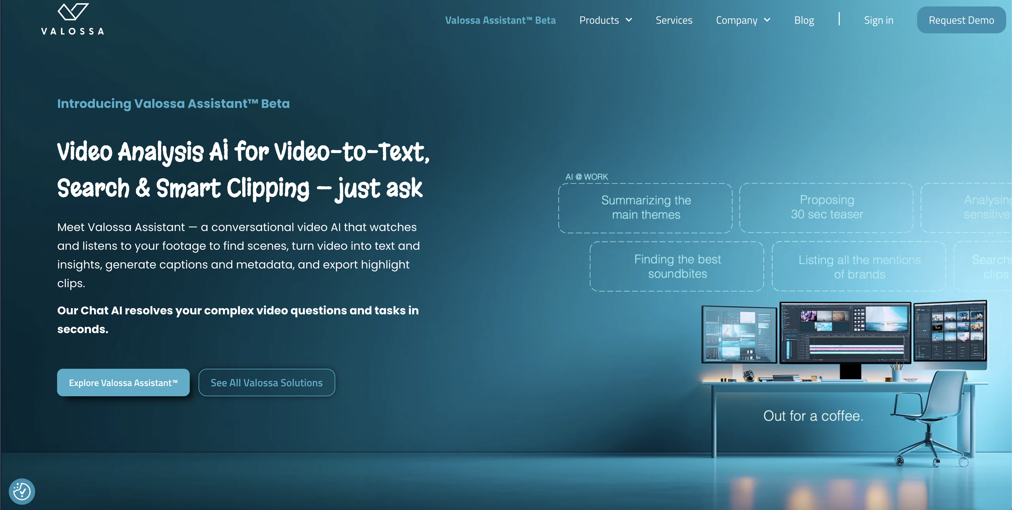 Valoss - Screenshot showing the interface and features of this AI tool