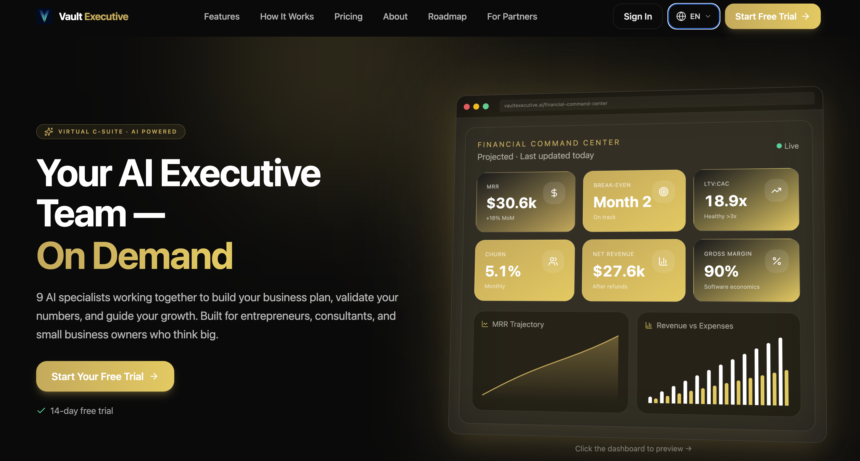 Vault Executive - Screenshot showing the interface and features of this AI tool