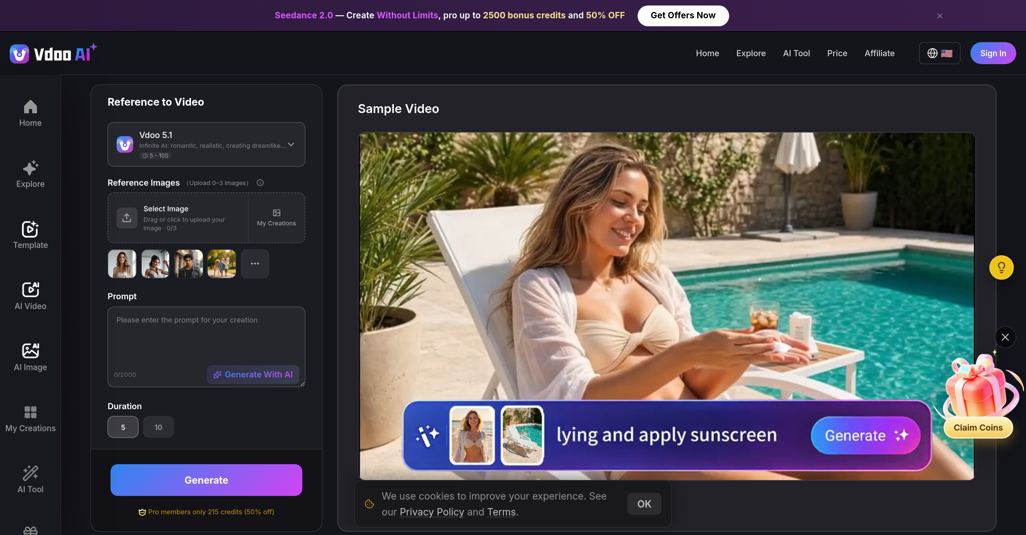 Vdoo AI | Reference to Video - Screenshot showing the interface and features of this AI tool