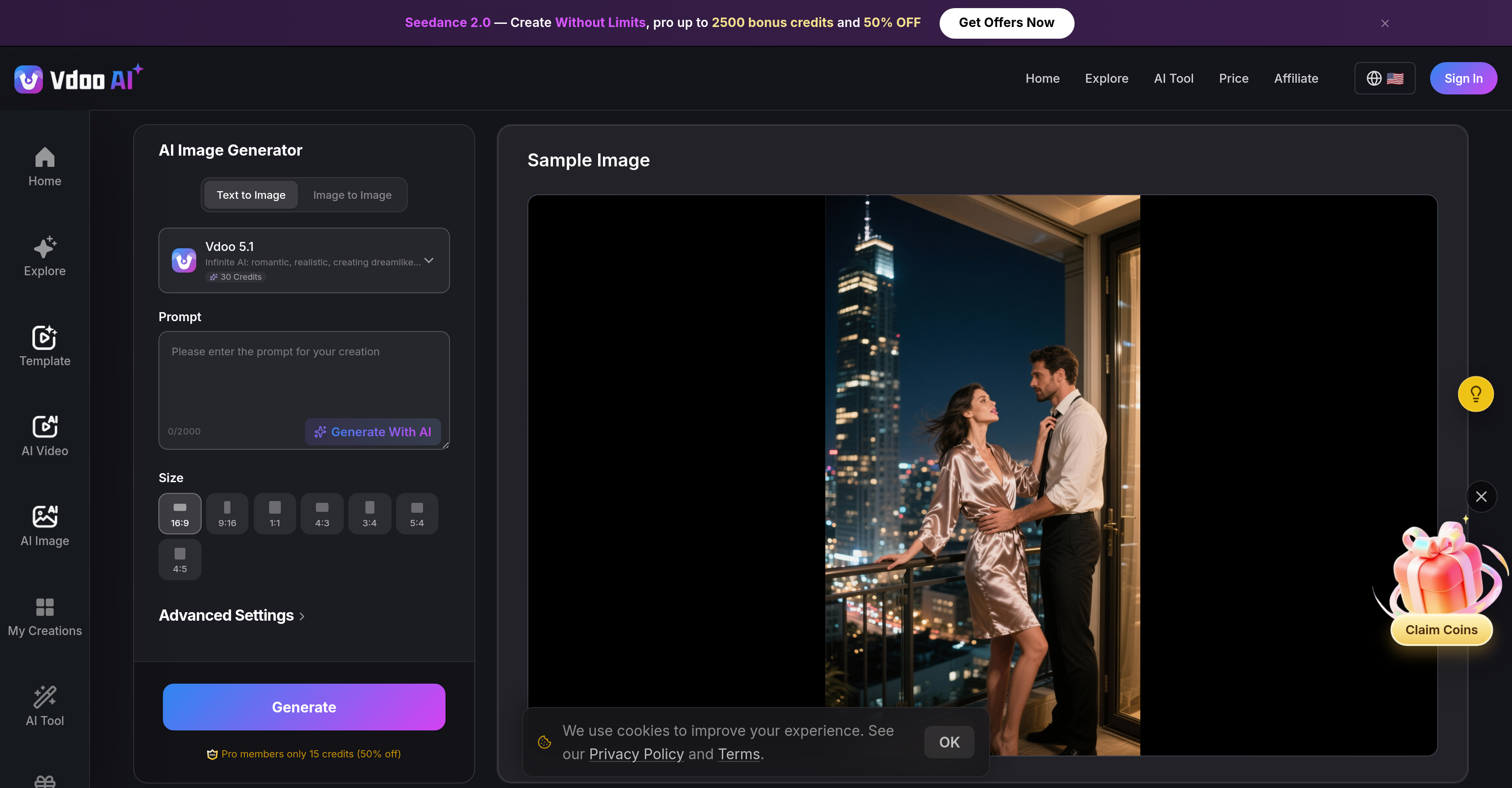 Vdoo AI | Text to Image Generator - Screenshot showing the interface and features of this AI tool
