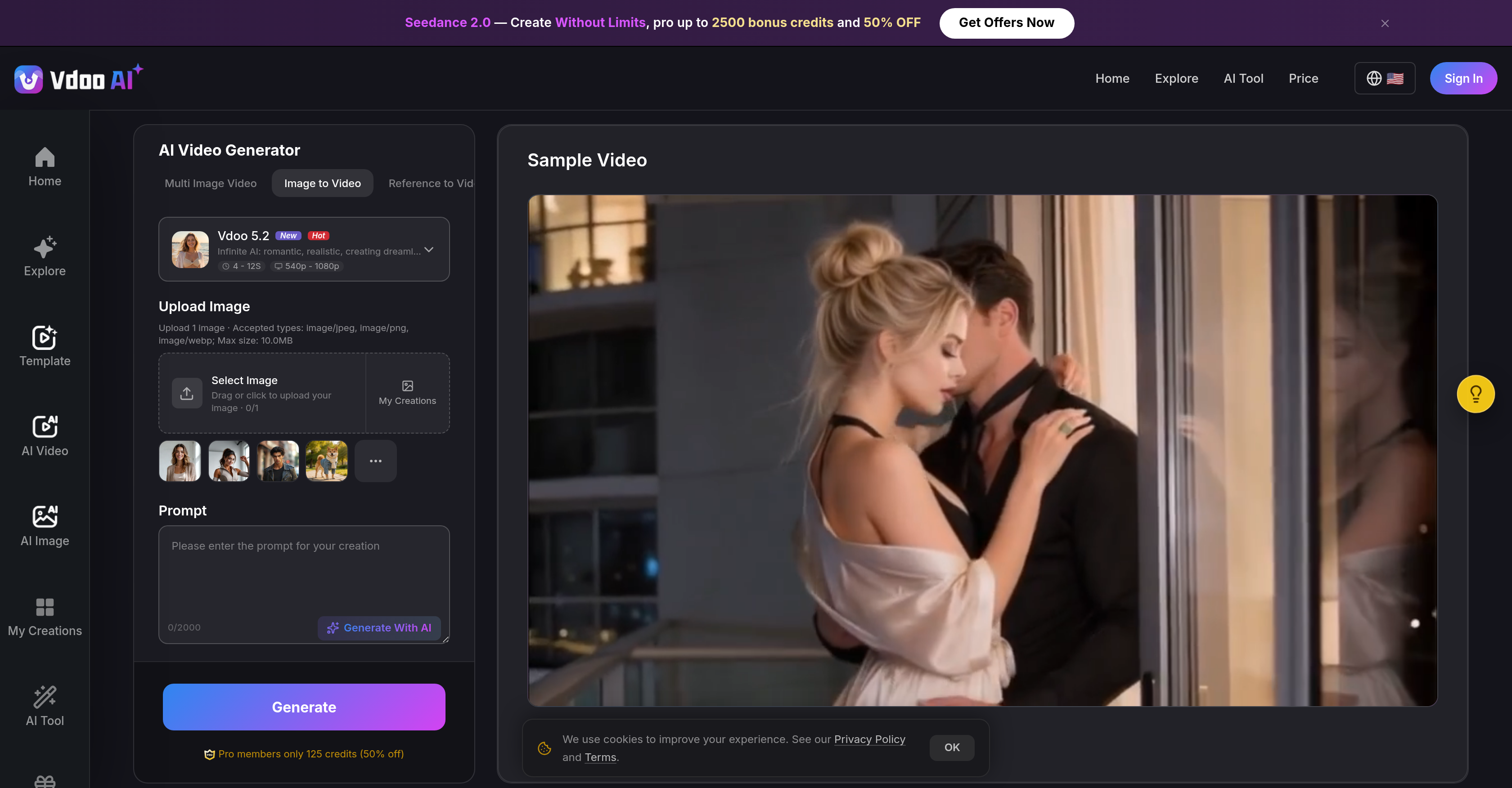 Vdoo AI | Video Generator - Screenshot showing the interface and features of this AI tool