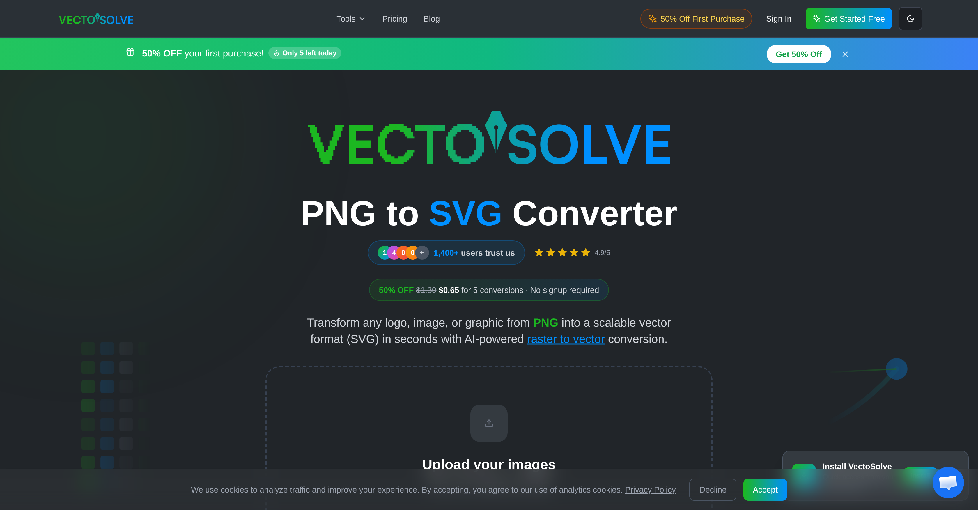 VectoSolve - Screenshot showing the interface and features of this AI tool