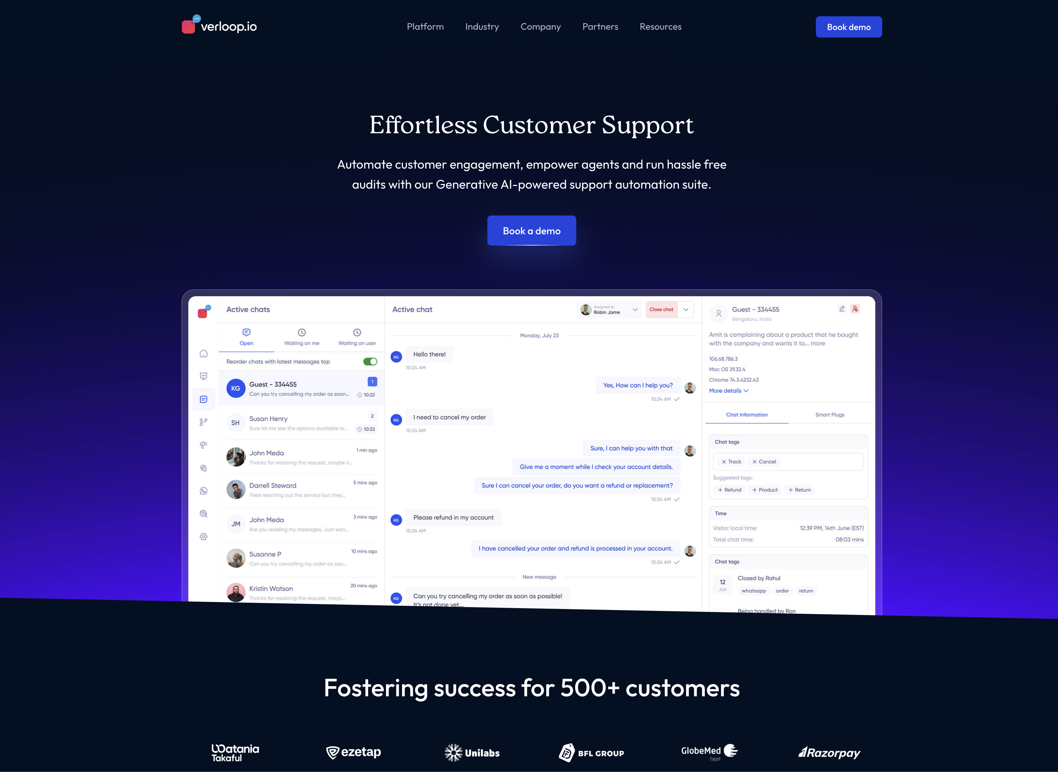 Verloop.io - Screenshot showing the interface and features of this AI tool