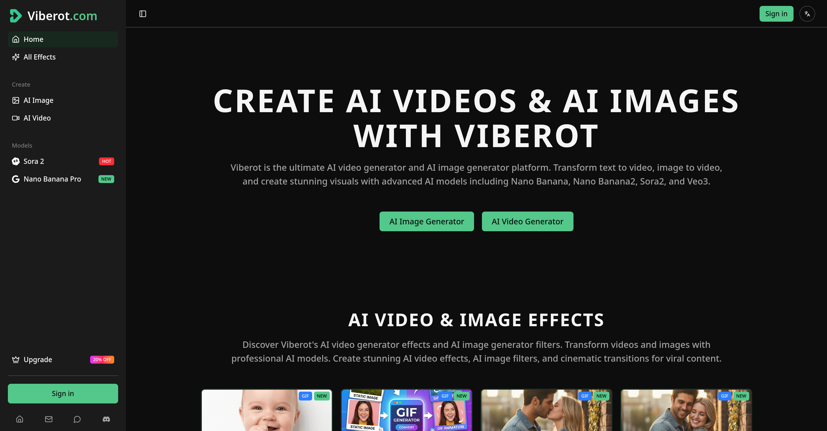 Viberot - Screenshot showing the interface and features of this AI tool