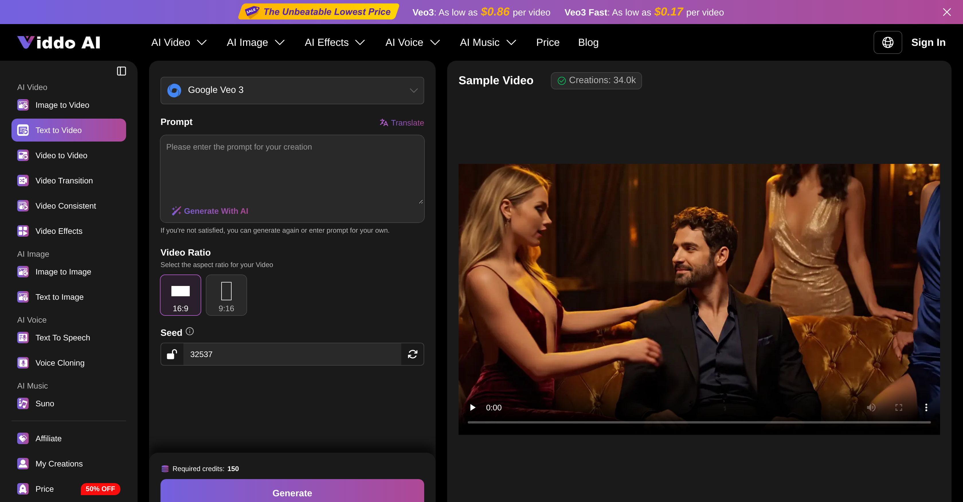 Viddo AI - AI Video Generator - Screenshot showing the interface and features of this AI tool