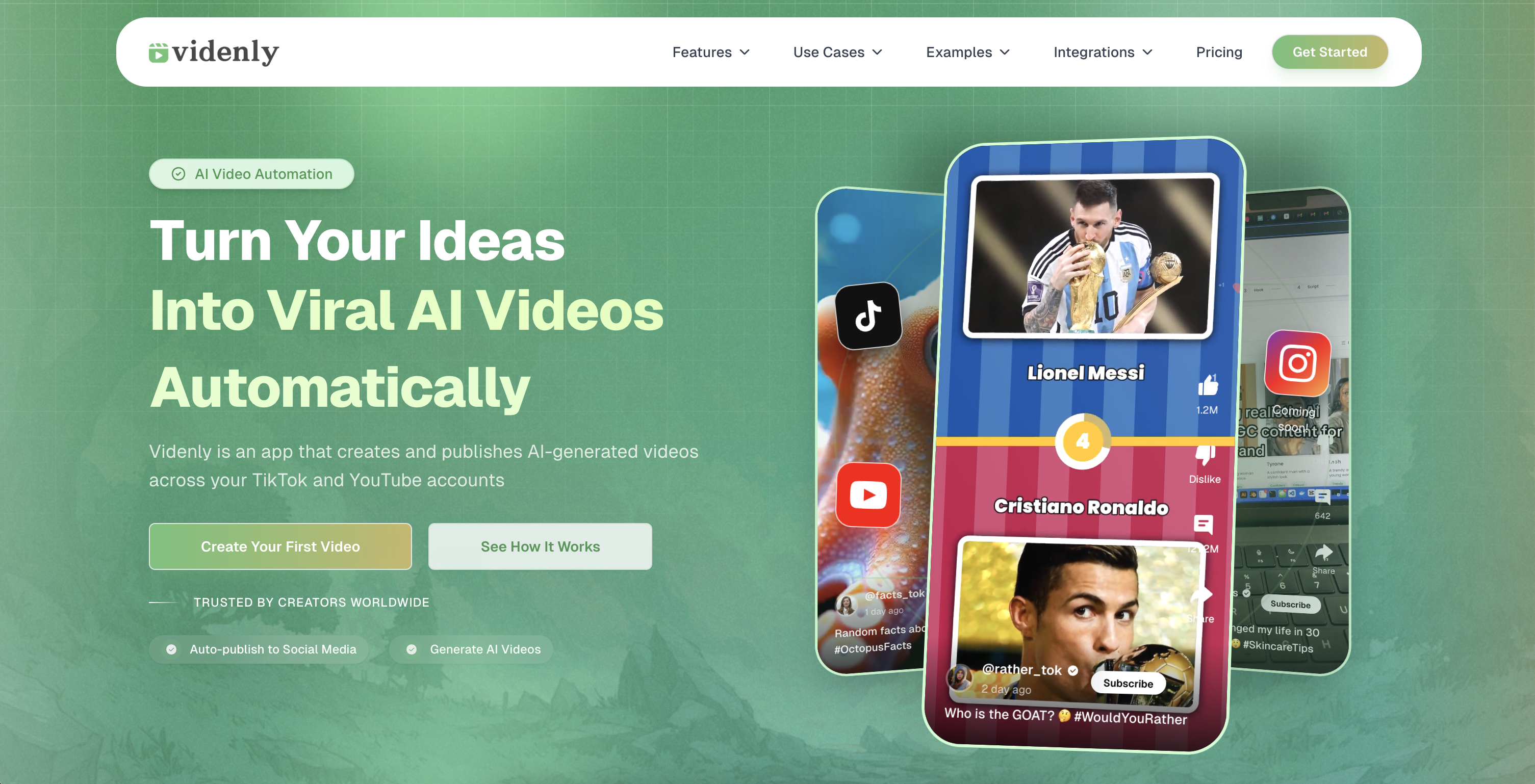 Videnly - Screenshot showing the interface and features of this AI tool