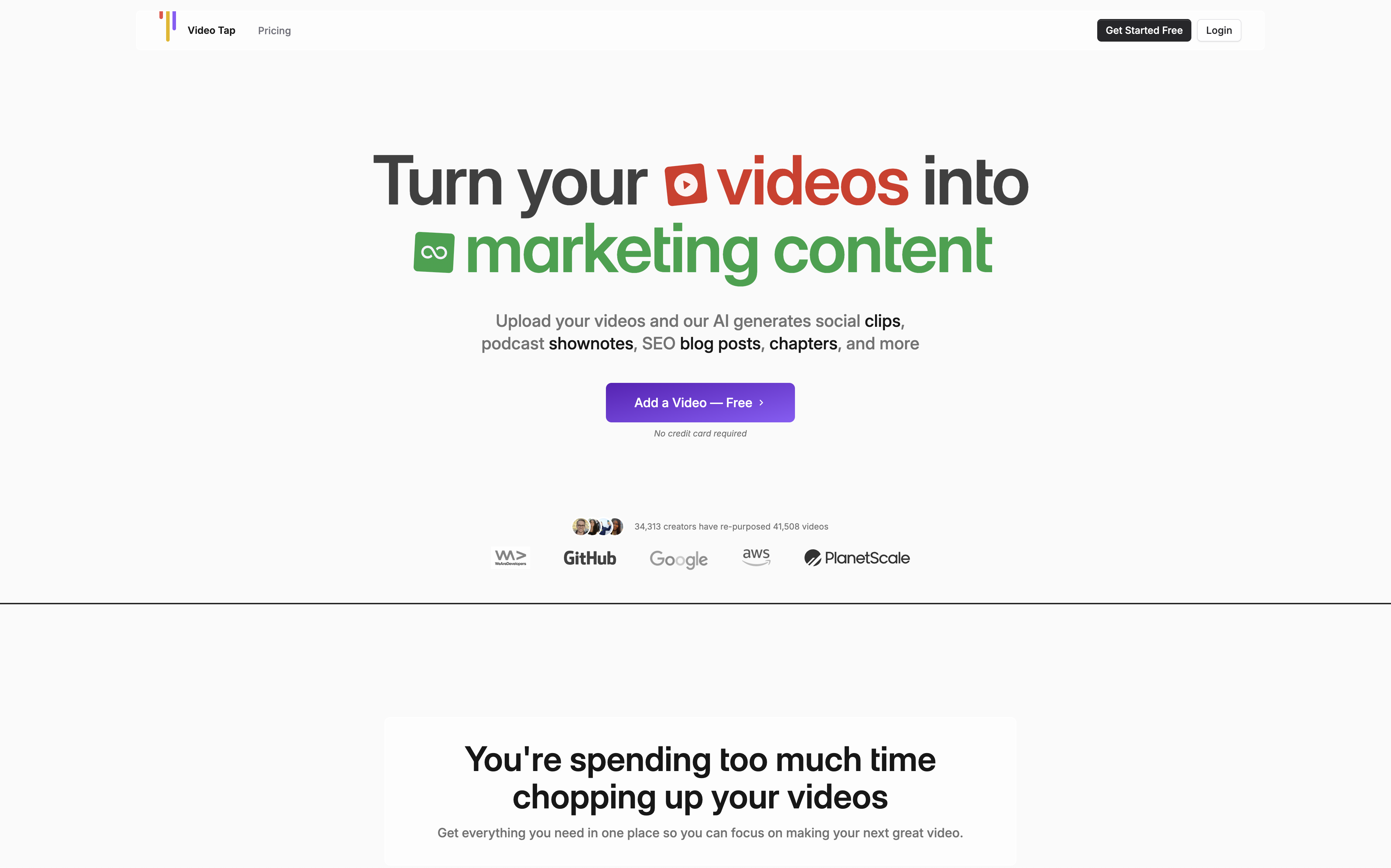 Video Tap - Screenshot showing the interface and features of this AI tool