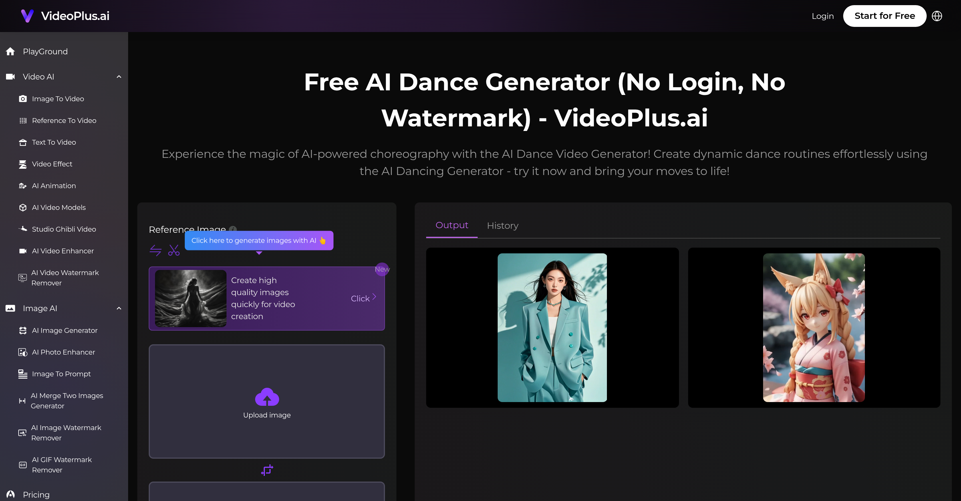 AI Dance Generator - Screenshot showing the interface and features of this AI tool