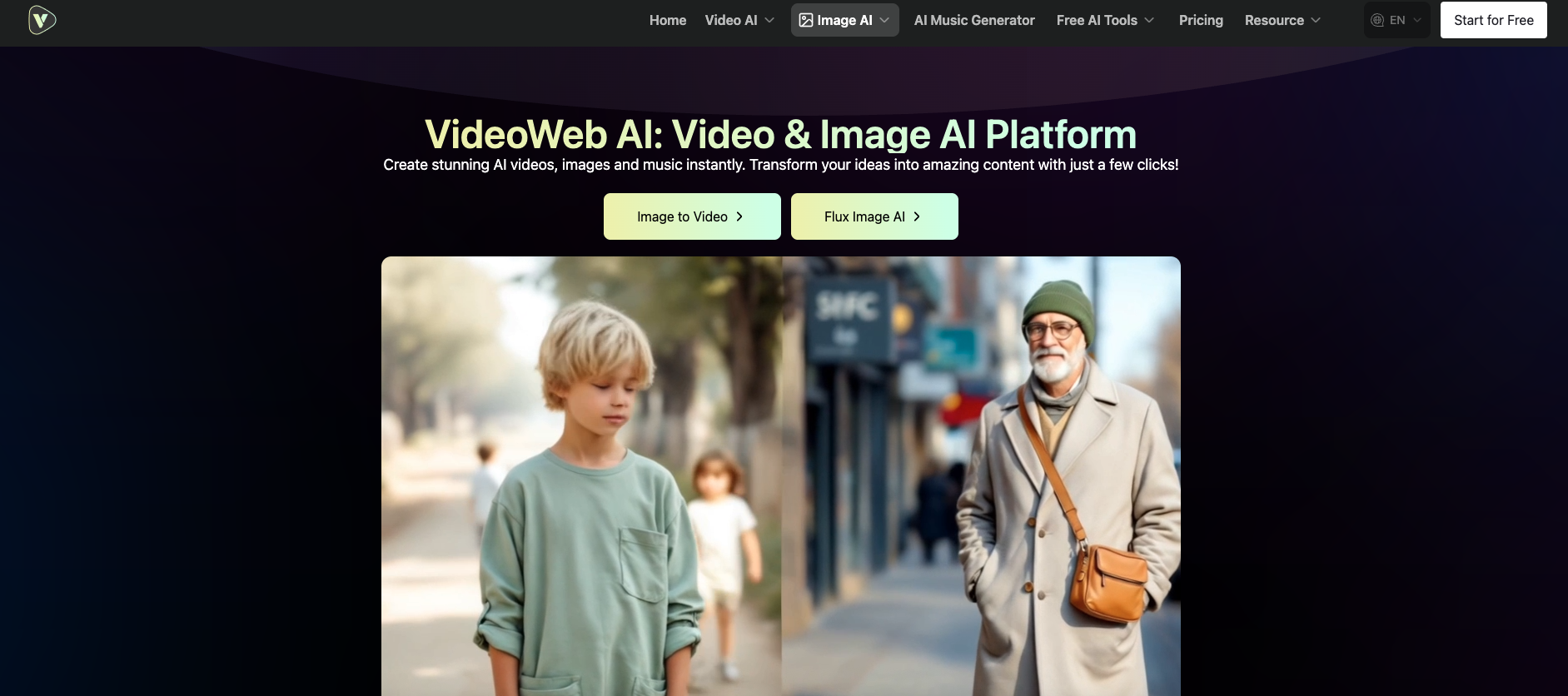 VideoWeb AI | Video to Video - Screenshot showing the interface and features of this AI tool