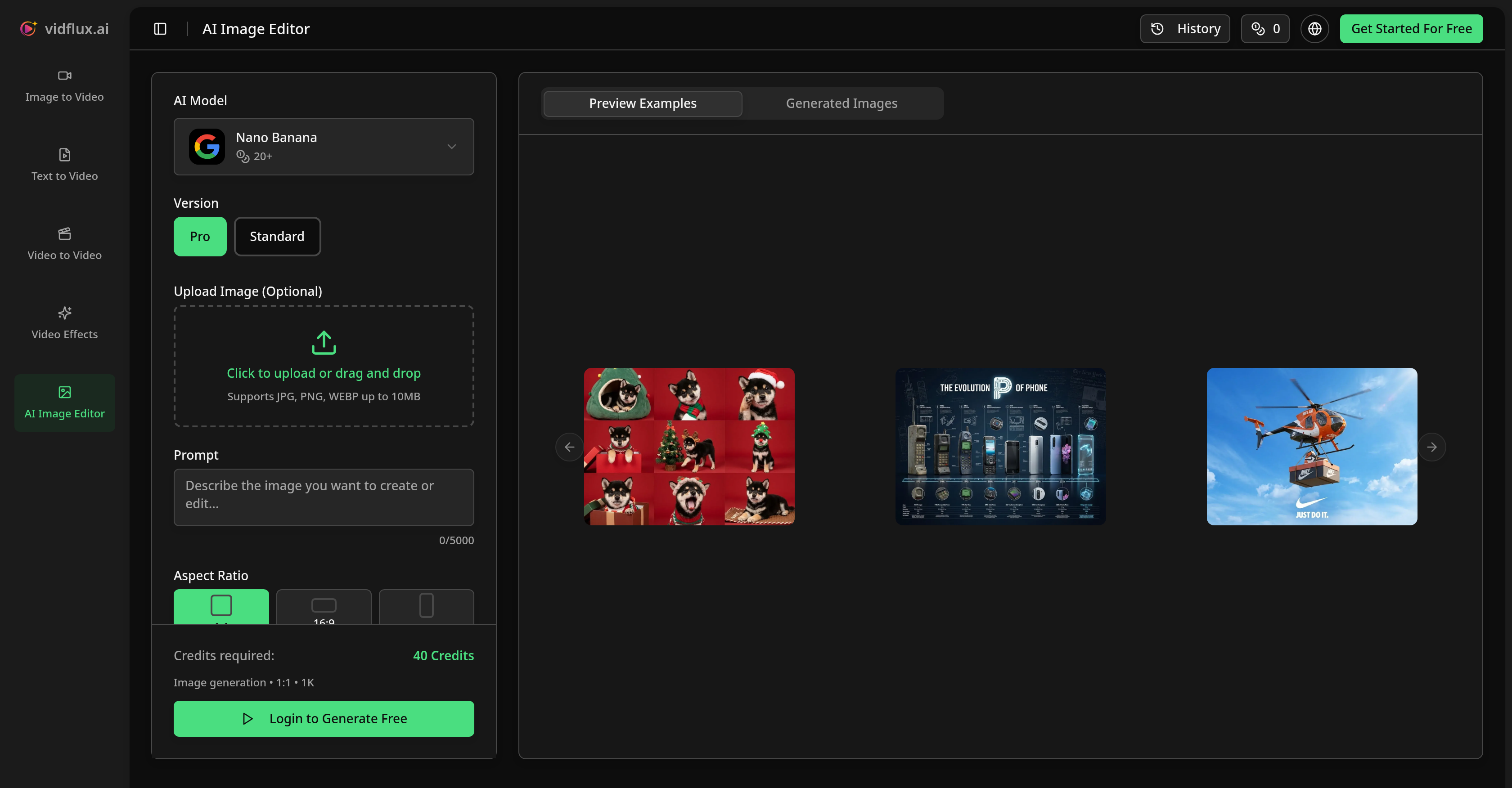 VidFlux AI Image Editor - Screenshot showing the interface and features of this AI tool