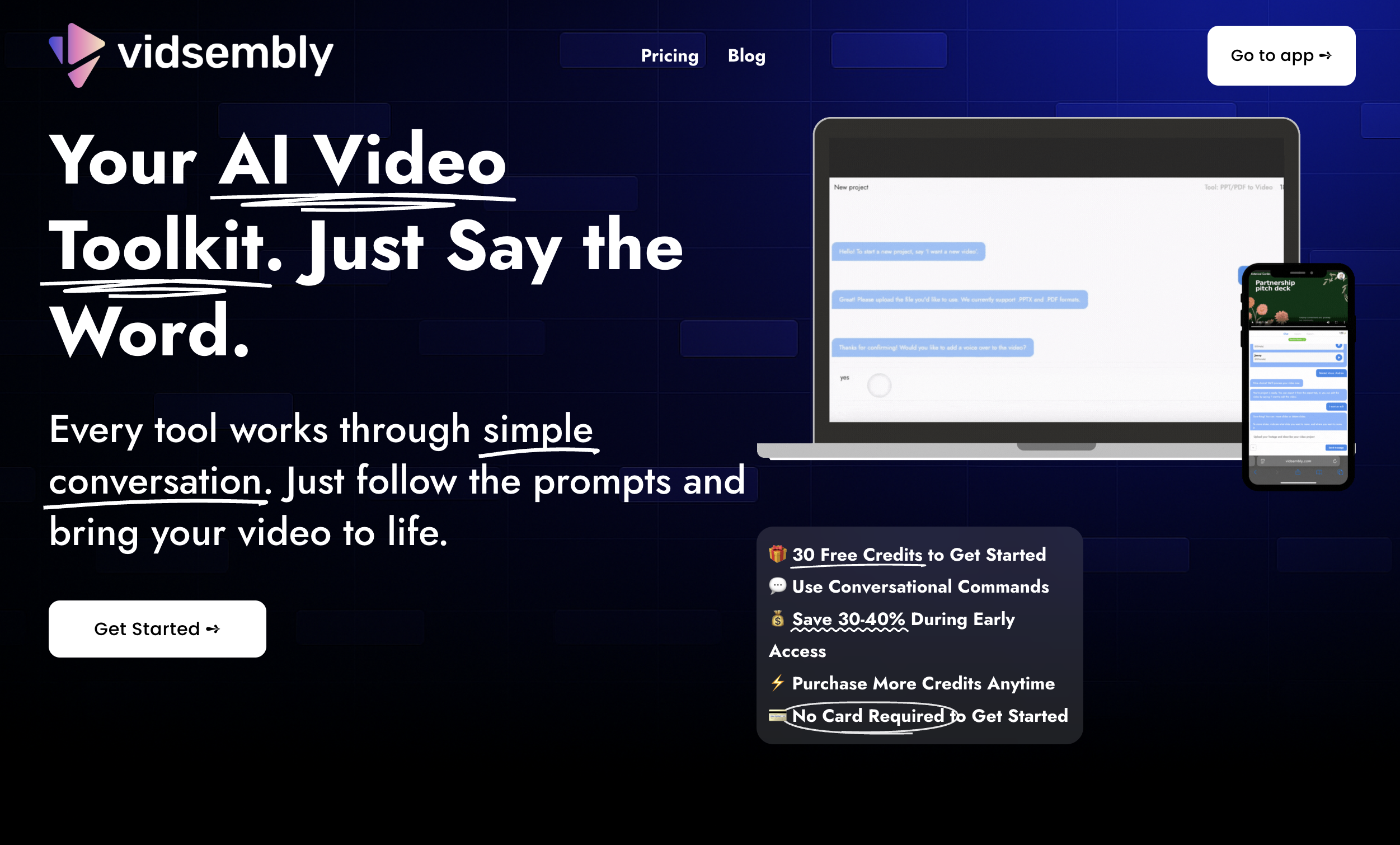 Vidsembly - Screenshot showing the interface and features of this AI tool