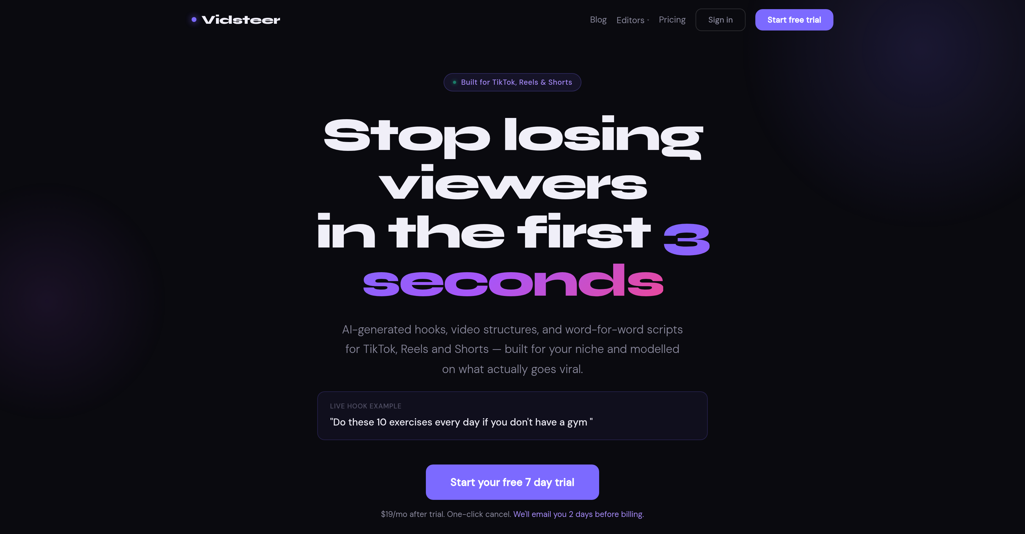 Vidsteer - Screenshot showing the interface and features of this AI tool