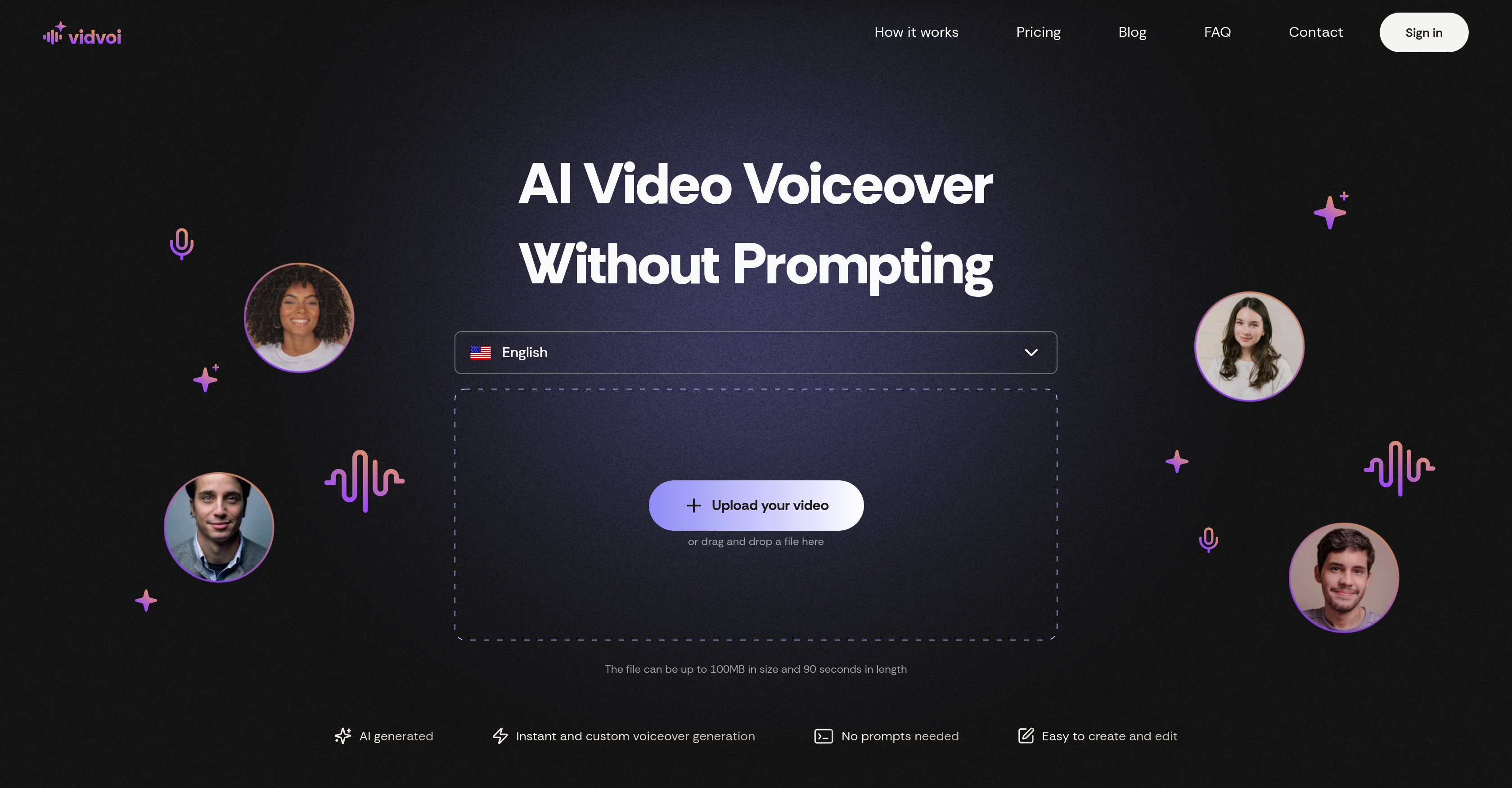 Vidvoi AI Voiceover Generator - Screenshot showing the interface and features of this AI tool