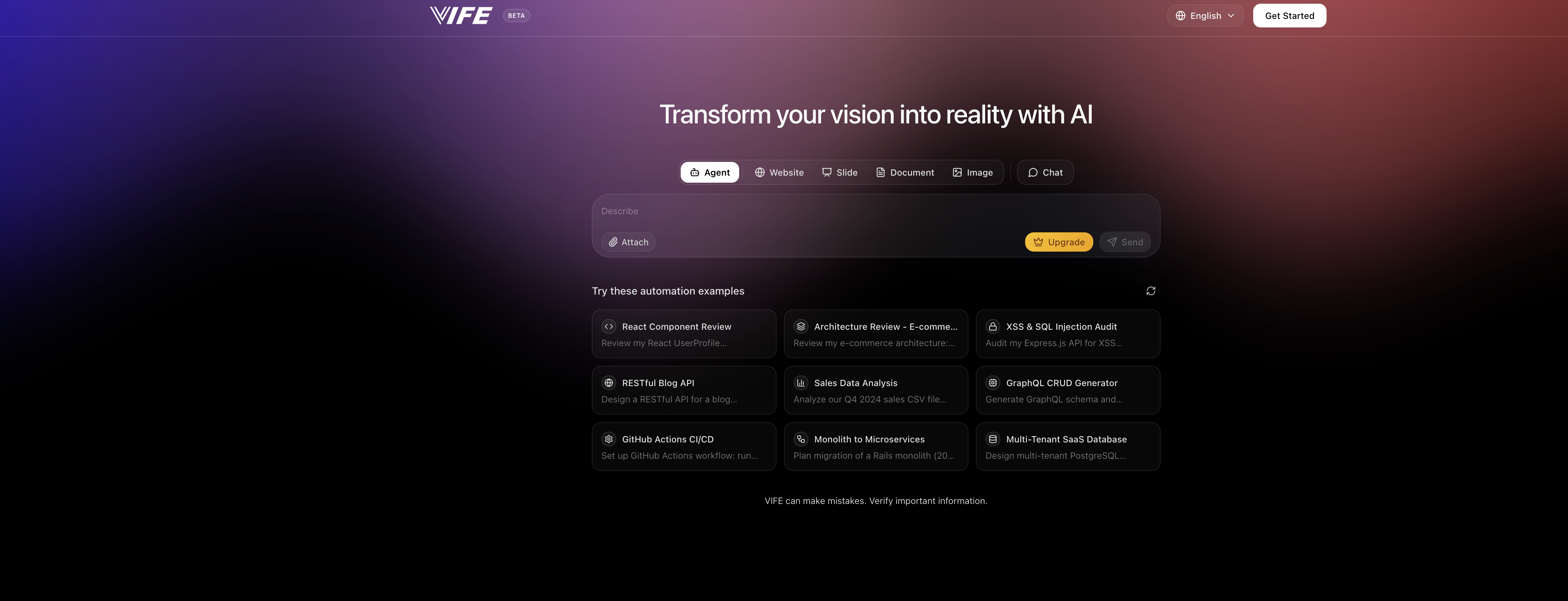 VIFE - Screenshot showing the interface and features of this AI tool