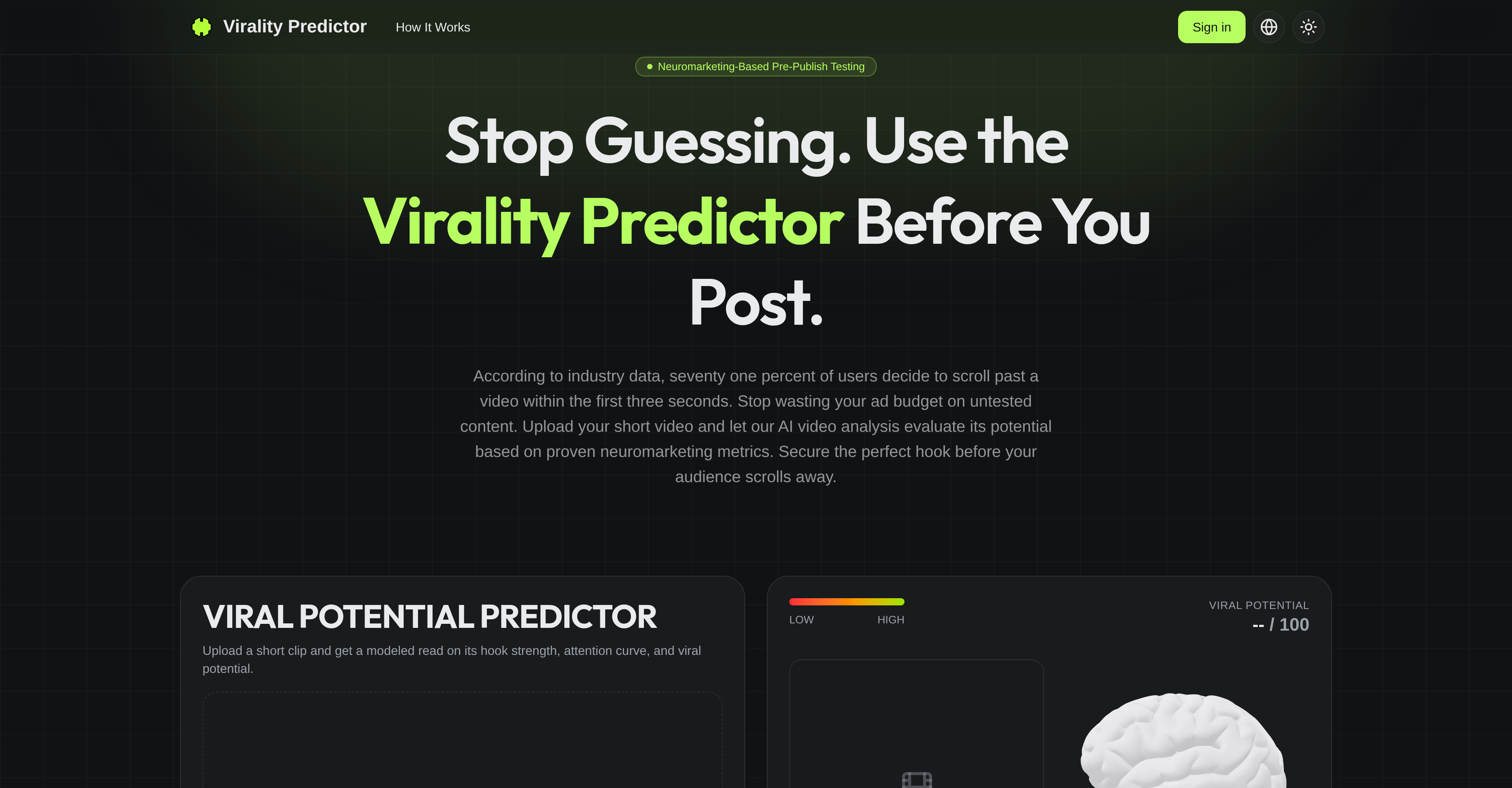 Virality Predictor - Screenshot showing the interface and features of this AI tool