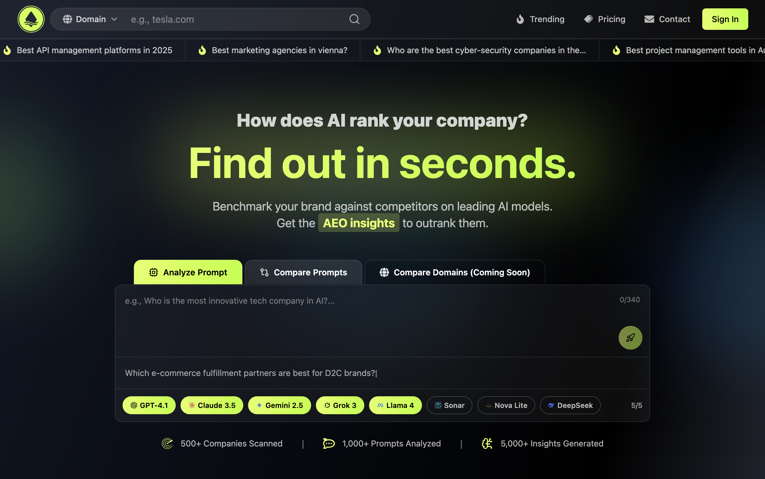 AI Visibility Rank - Screenshot showing the interface and features of this AI tool