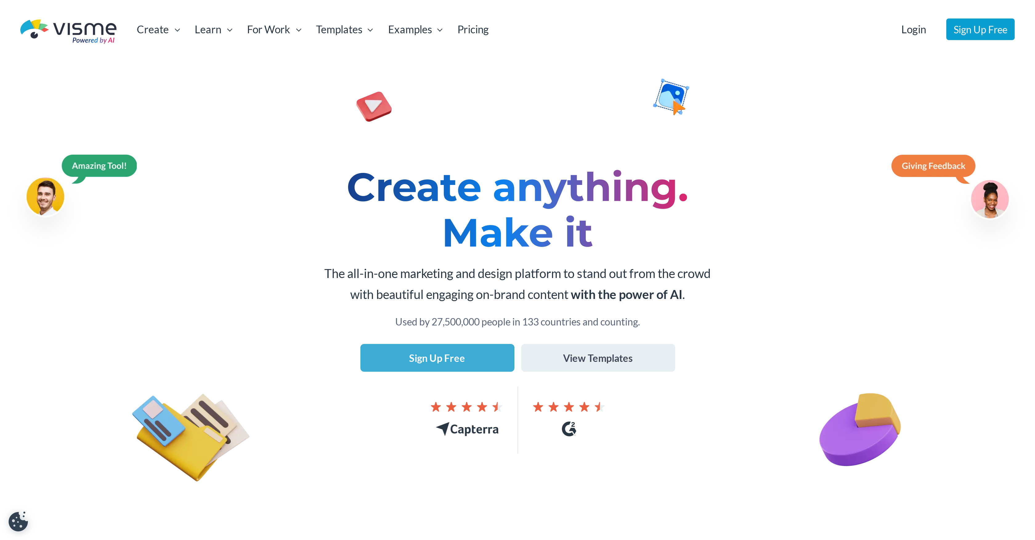 Visme - Screenshot showing the interface and features of this AI tool