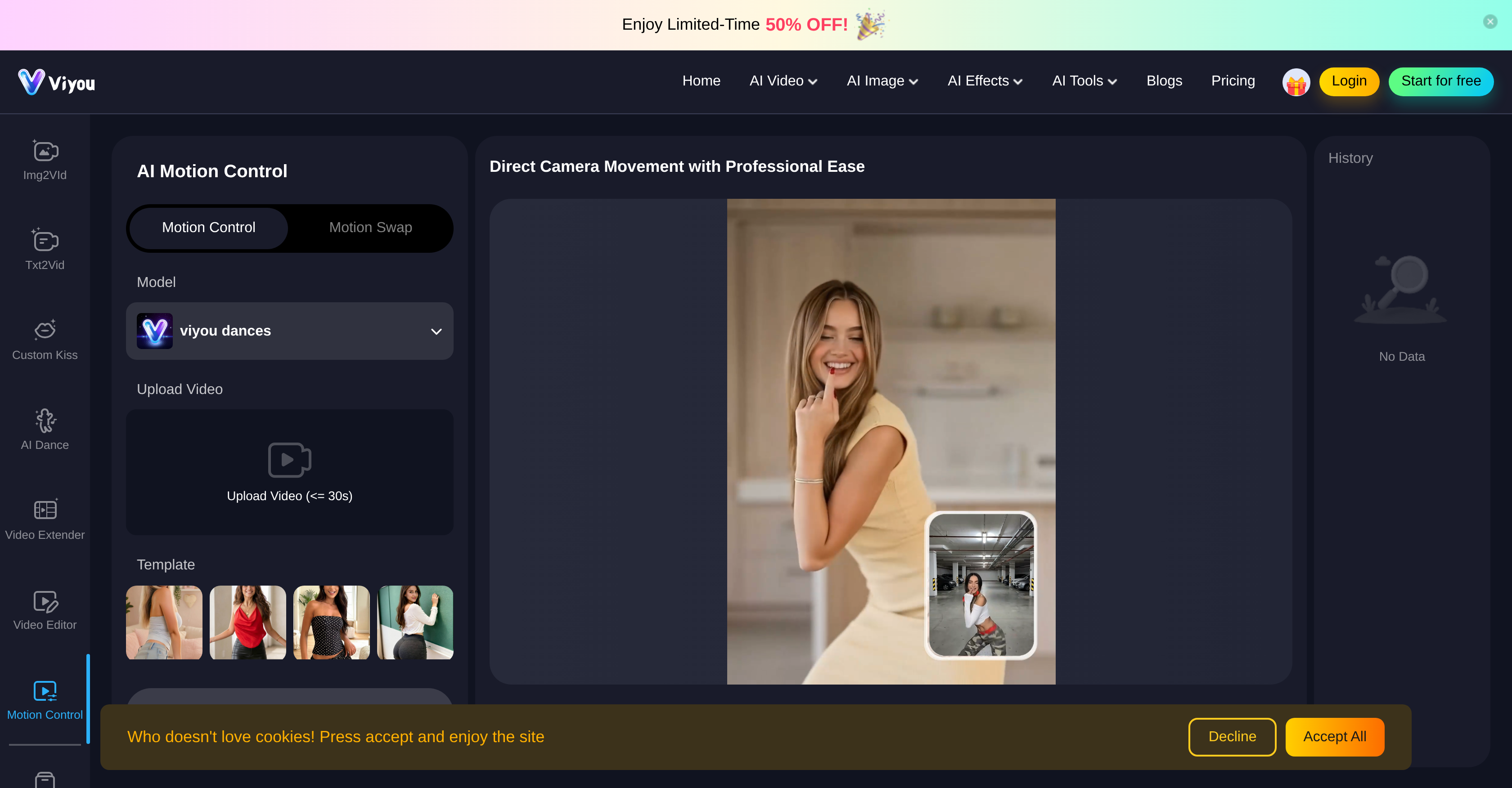 Viyou AI Motion Control - Screenshot showing the interface and features of this AI tool