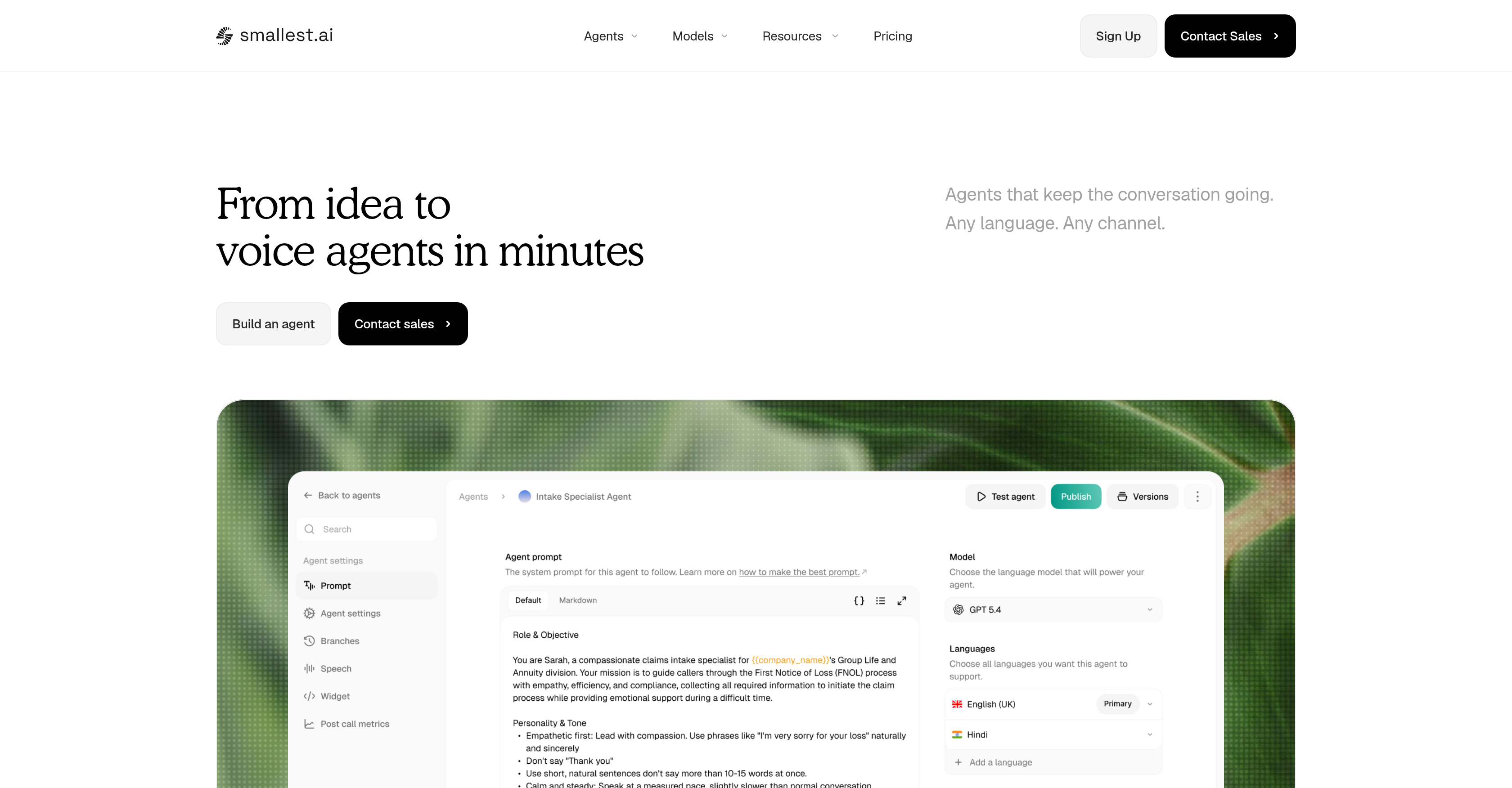 Voice Agents by smallest.ai - Screenshot showing the interface and features of this AI tool