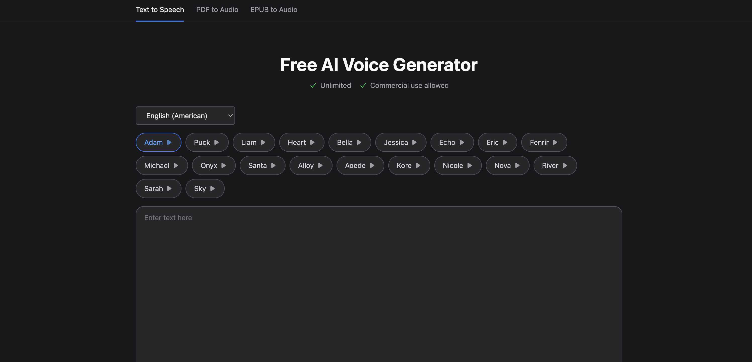 Voice-Generator.com - Screenshot showing the interface and features of this AI tool