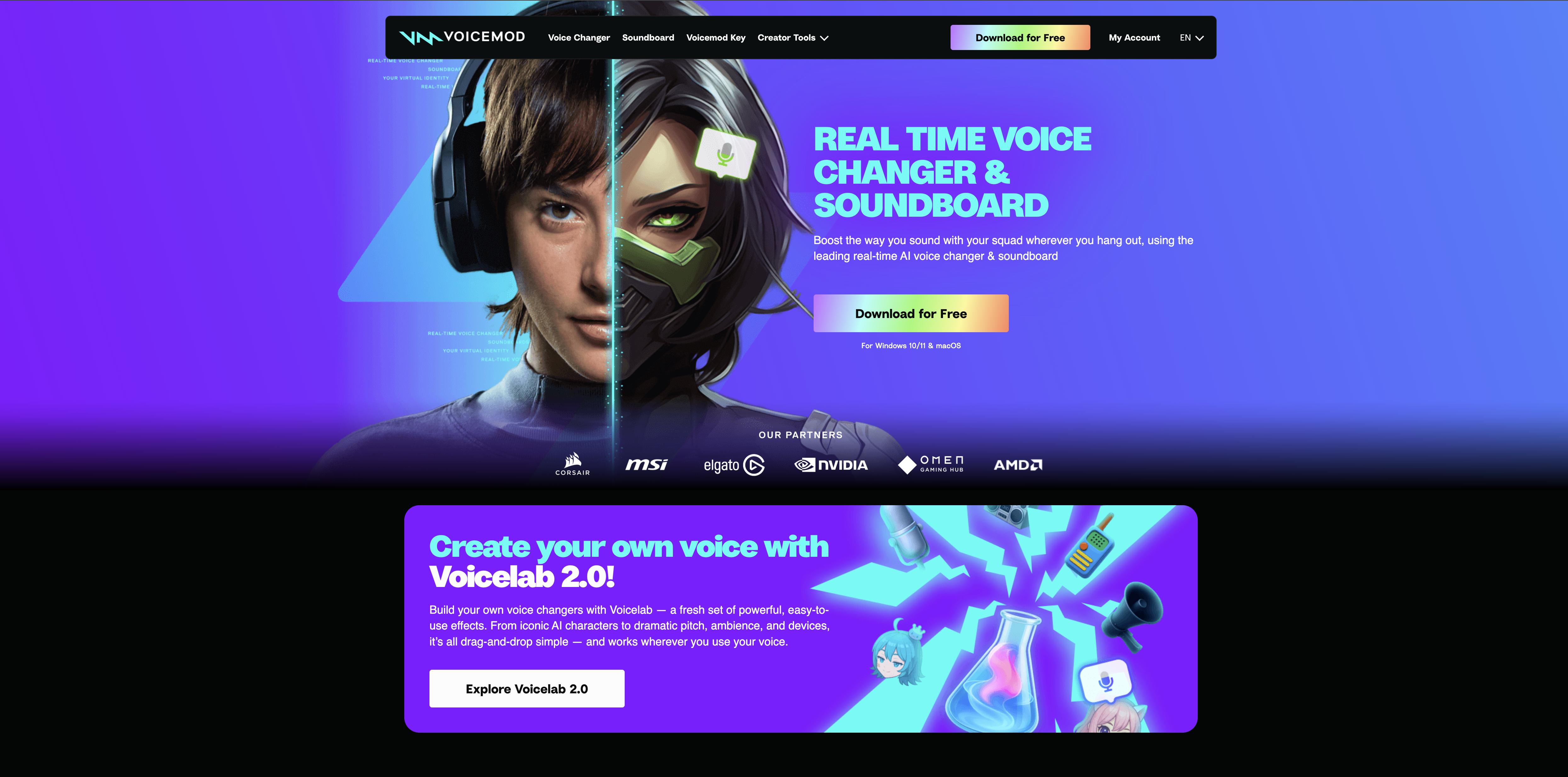 Voicemod - Screenshot showing the interface and features of this AI tool